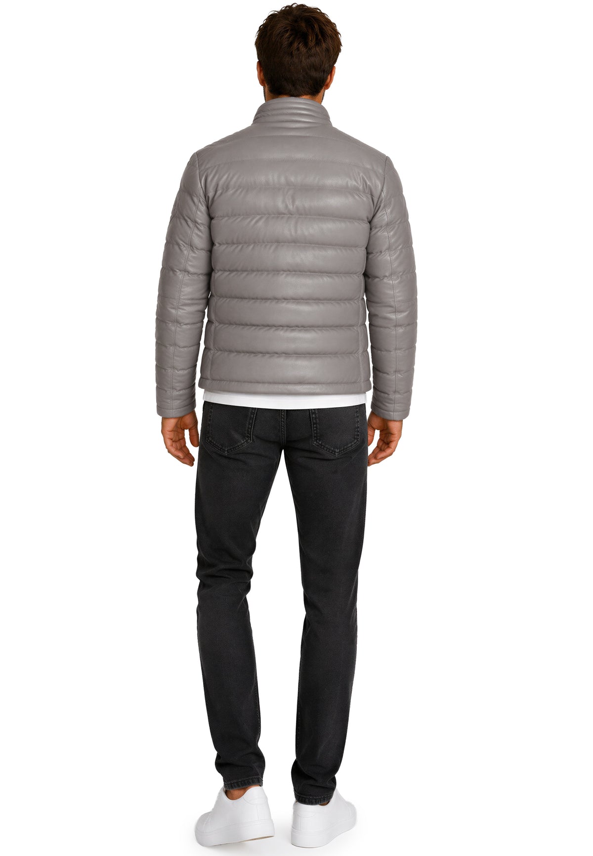 Herren Regular Fit Jacke Echtleder 19RS016 - Grey
