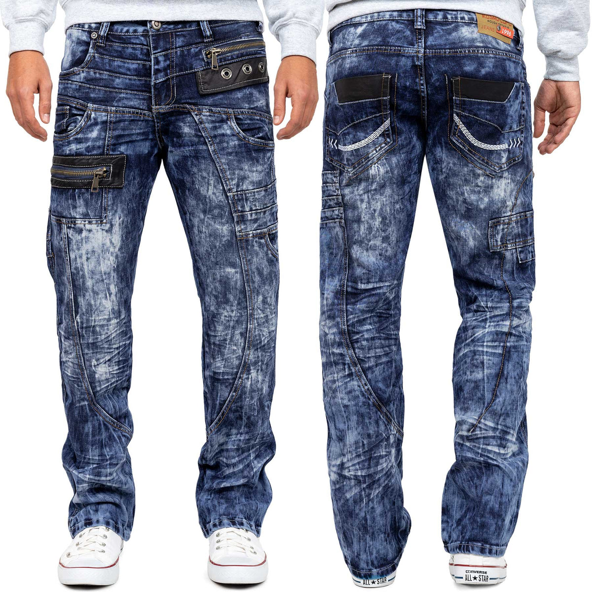 Herren Regular Fit Jeans Stonewashed in Blue – Kosmo Lupo – Ansicht 10
