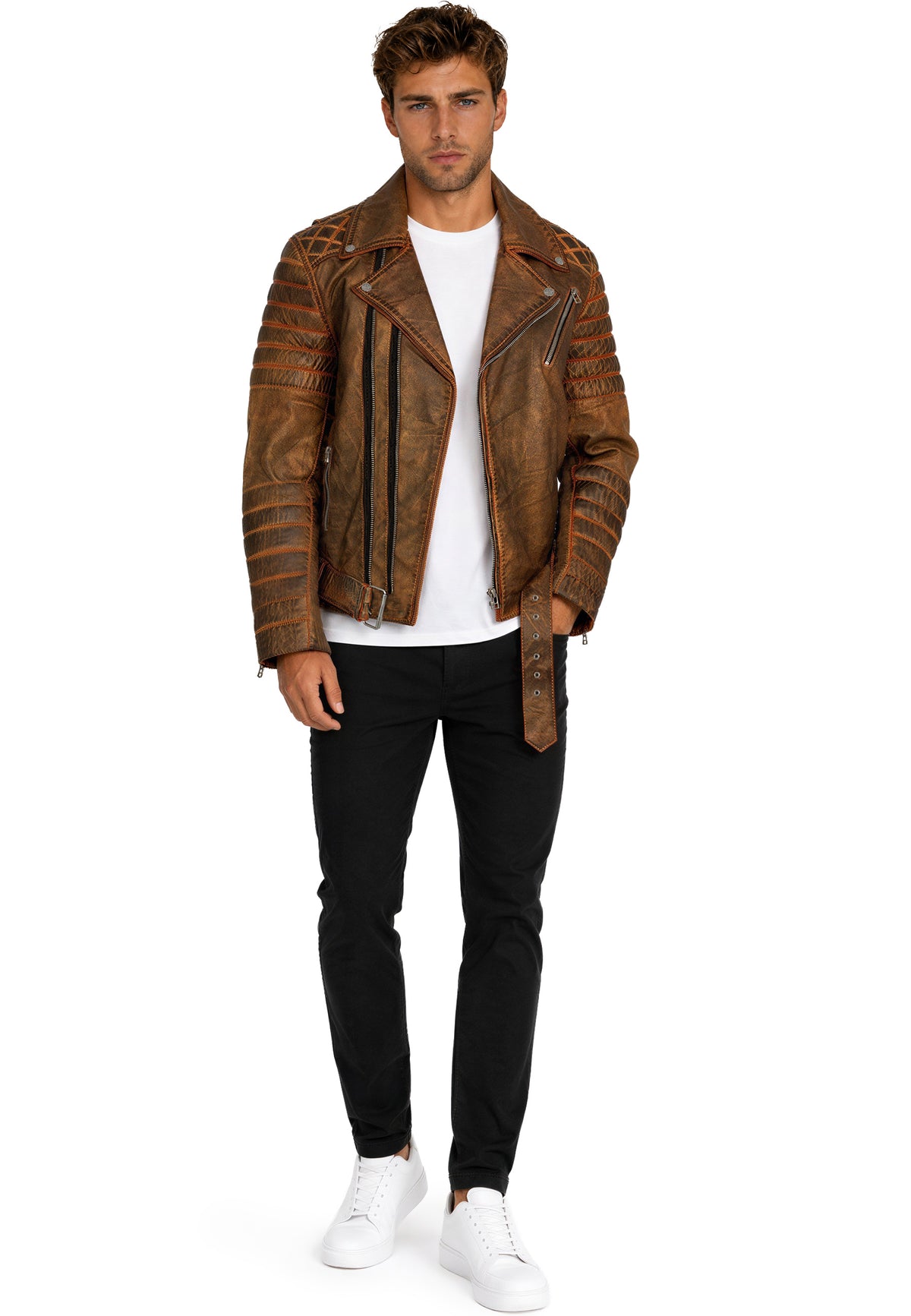 Herren Slim Fit Echtleder Jacke RS001LUX - Gold