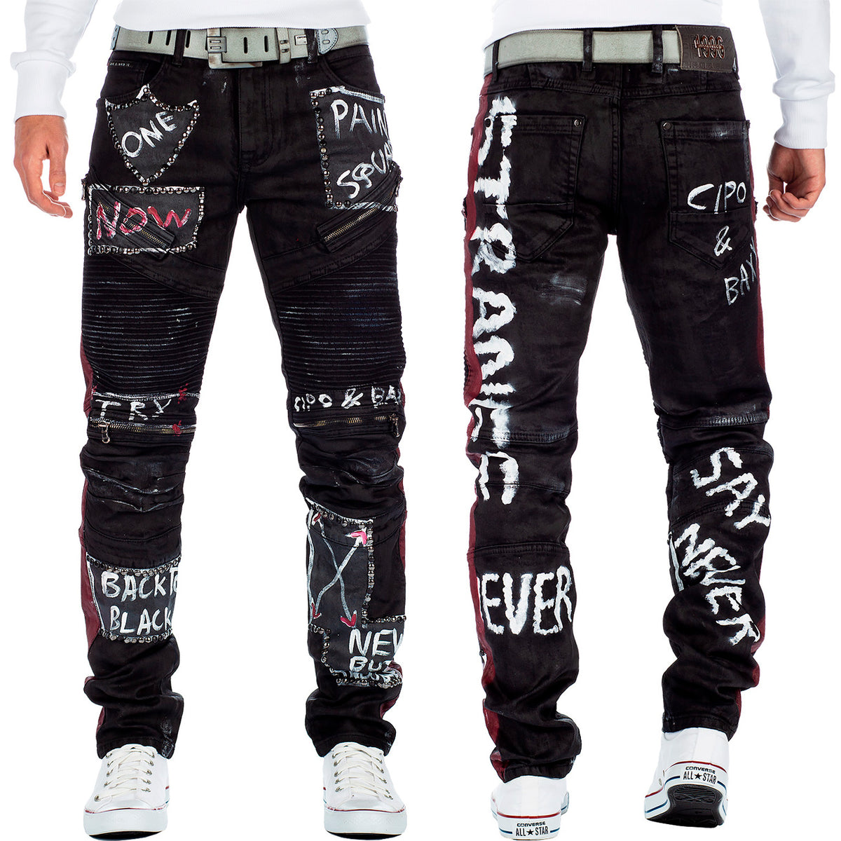 Herren Straight Fit Jeans Mid Waist CD571 - Black