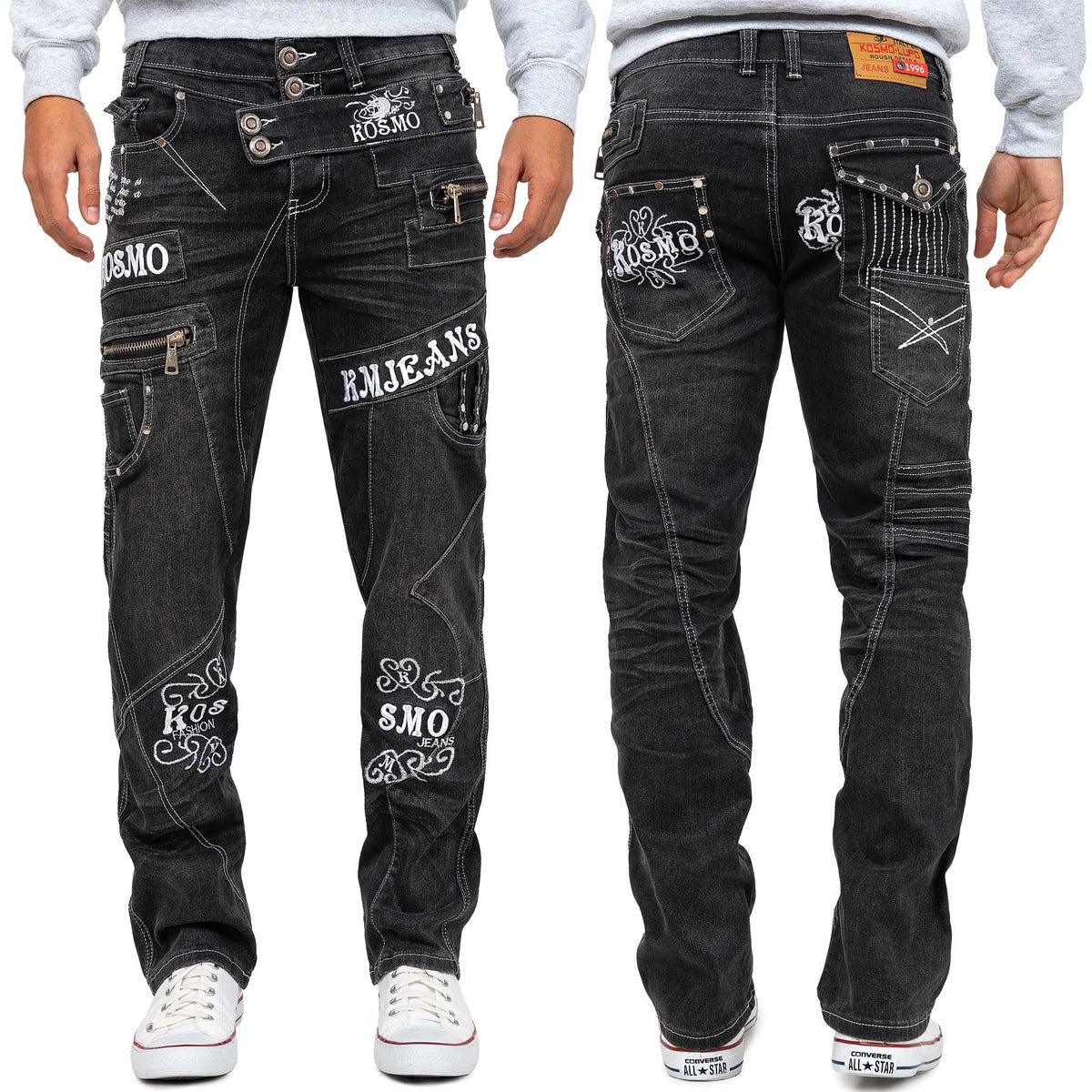 Herren Regular Fit Jeans Stonewashed in Grey – Kosmo Lupo – Ansicht 11