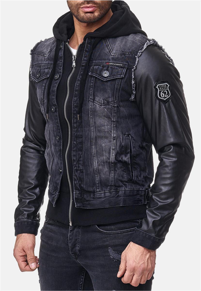 Herren Regular Fit Jacke Denim in Black – Cipo & Baxx – Ansicht 12