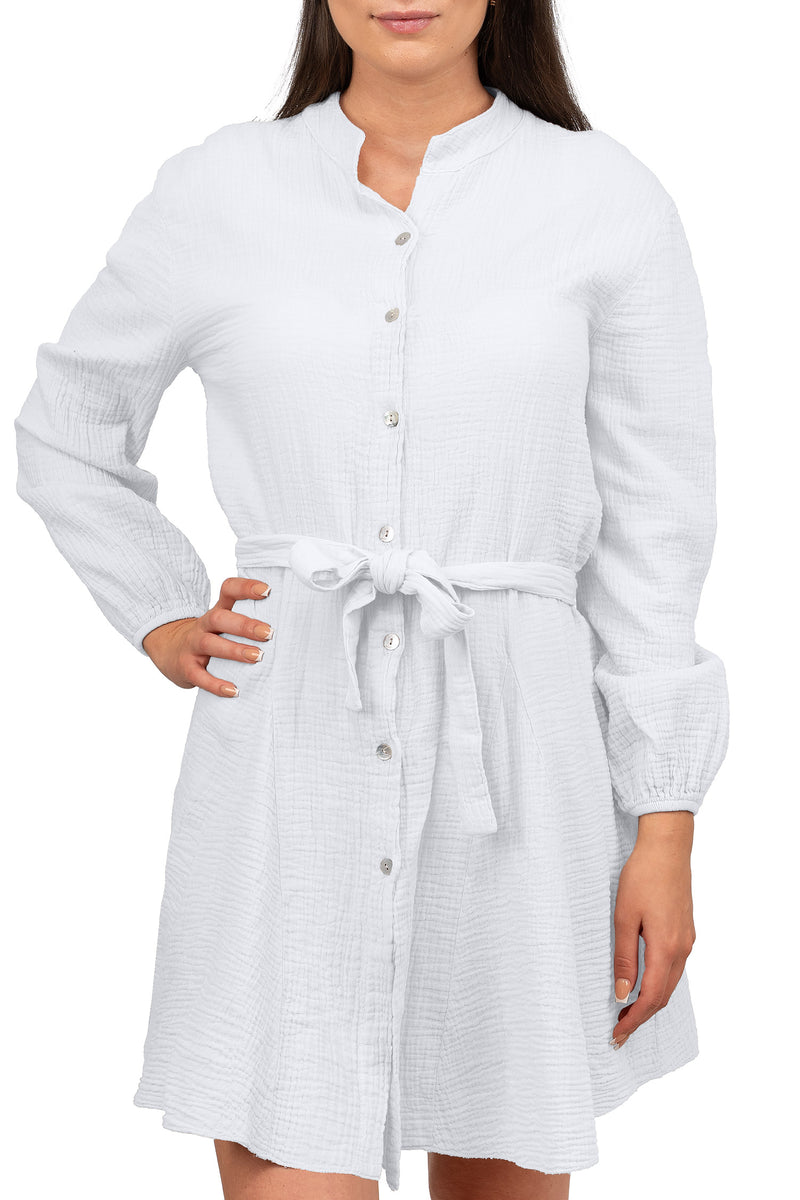 Damen Oversized Sommerkleid Musselin 25RSW075 - White
