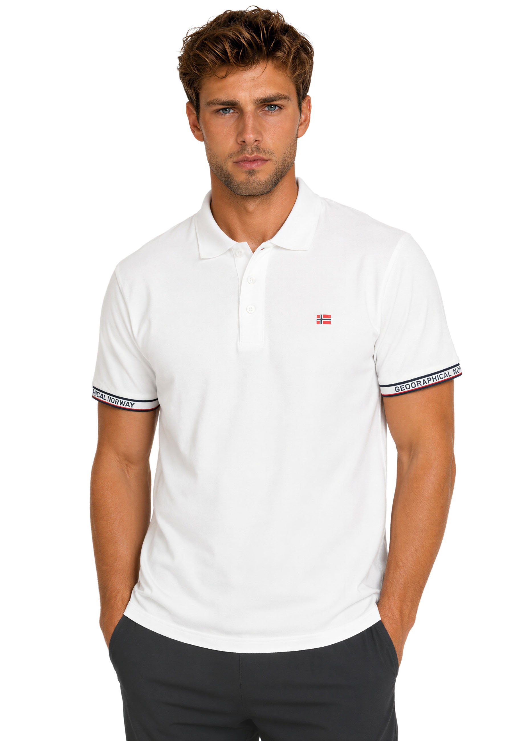 Herren Regular Fit Poloshirt koliar men in White – Geographical Norway