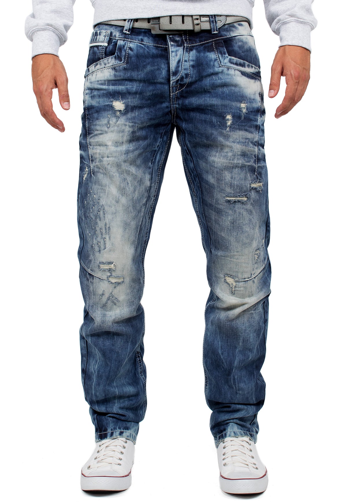 Herren Regular Fit Jeans Stonewashed in Blue – Cipo & Baxx