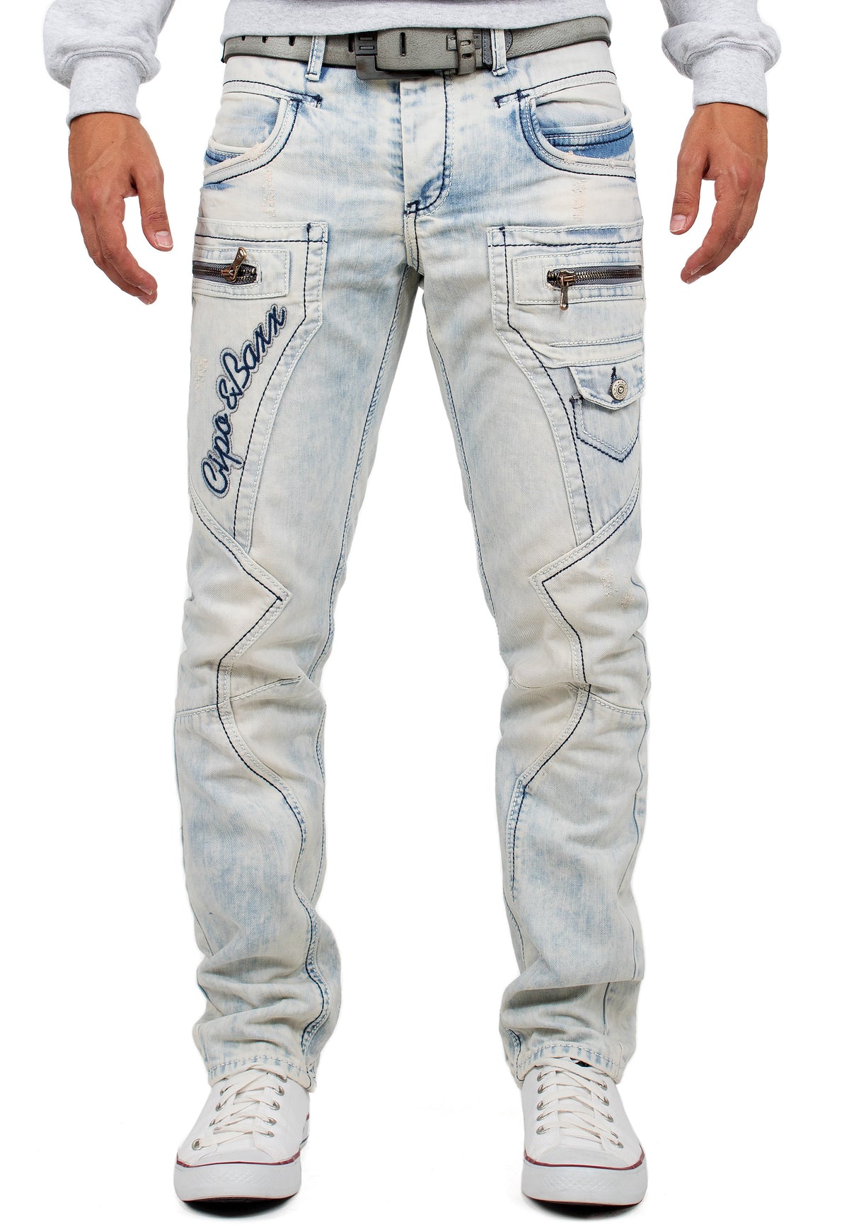 Herren Regular Fit Jeans Stonewashed in Blue – Cipo & Baxx