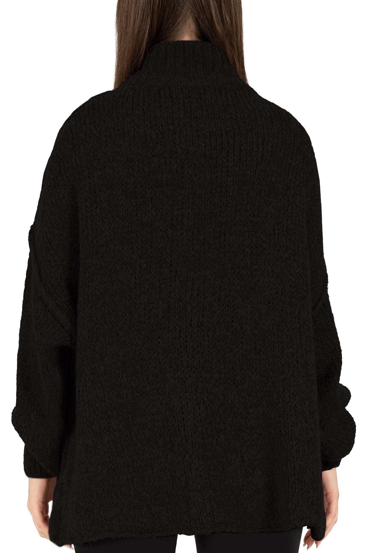 Damen Relaxed Fit Strickpullover 25RSW095 - Black