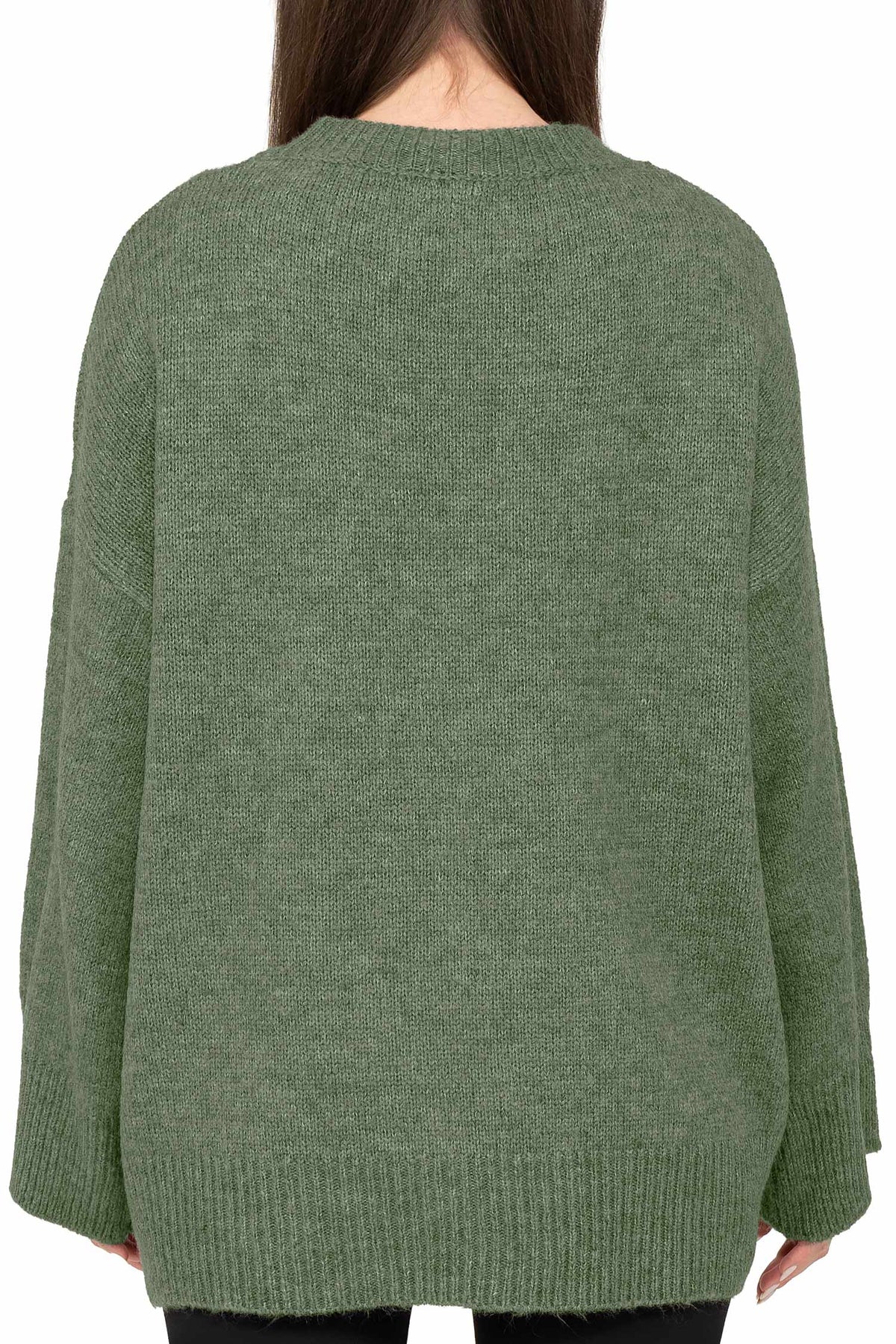 Damen Oversized Strickpullover in Green – Reichstadt – Ansicht 2