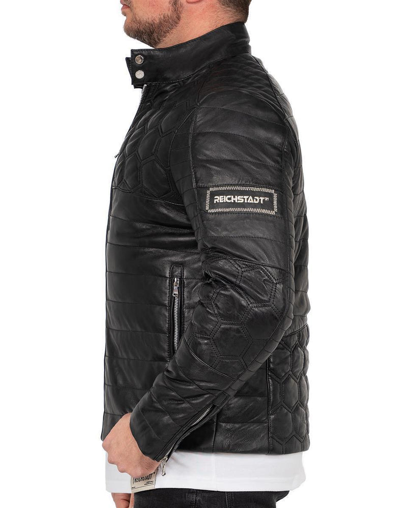 Reichstadt Herren Slim Fit Lederjacke Schwarz (Modell 22RS31LUX) - Ansicht 2