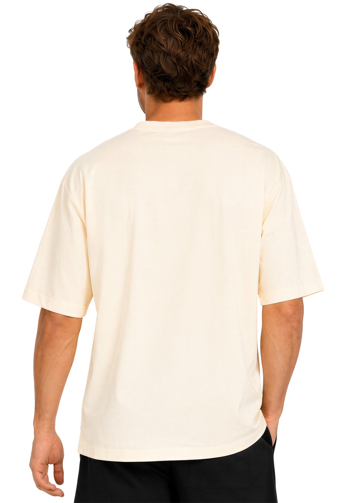 Herren Regular Fit T-Shirt Shoulder Drop in Beige – Reichstadt – Ansicht 2