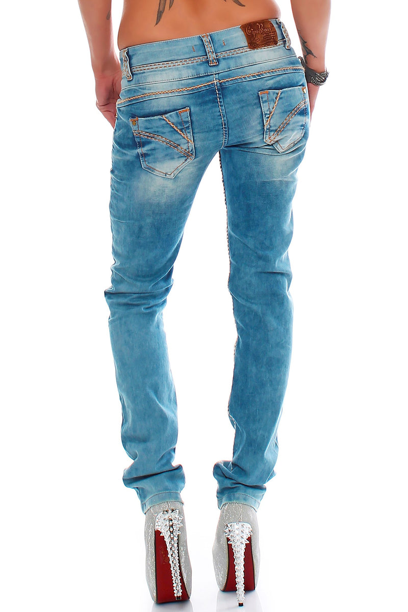 Damen Slim Fit Jeans Stonewashed CBW0347A - Light Blue
