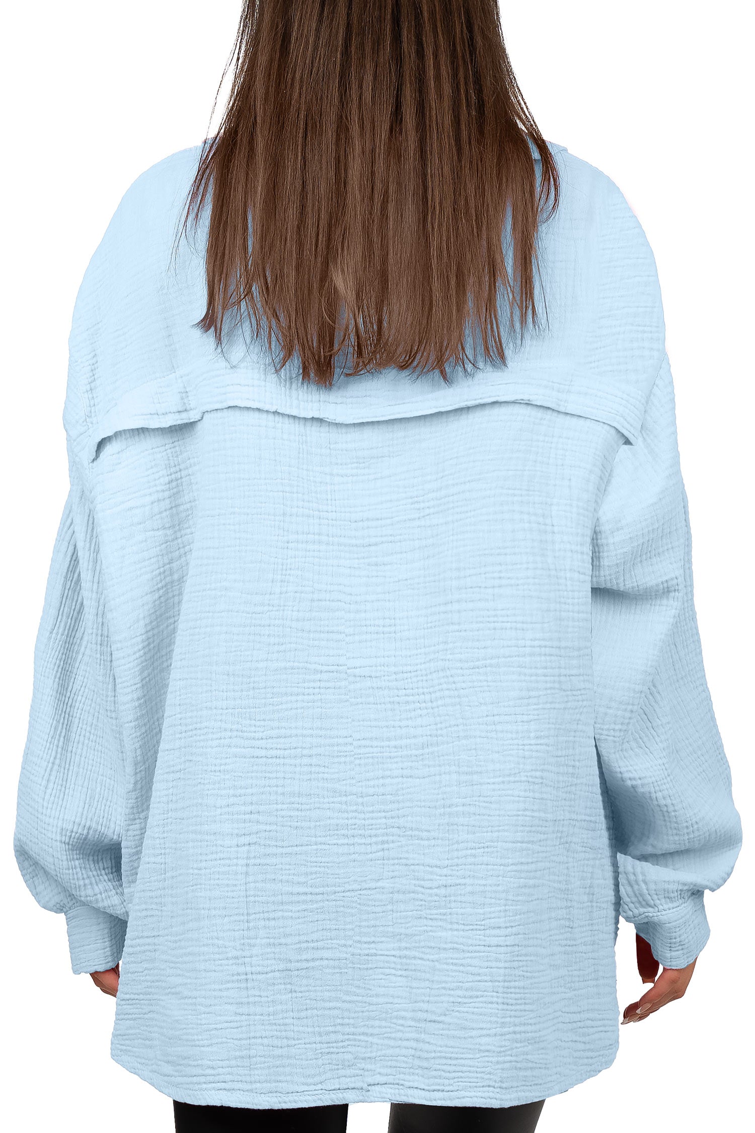 Damen Relaxed Fit Bluse Musselin 25RSW080 - Baby Blue