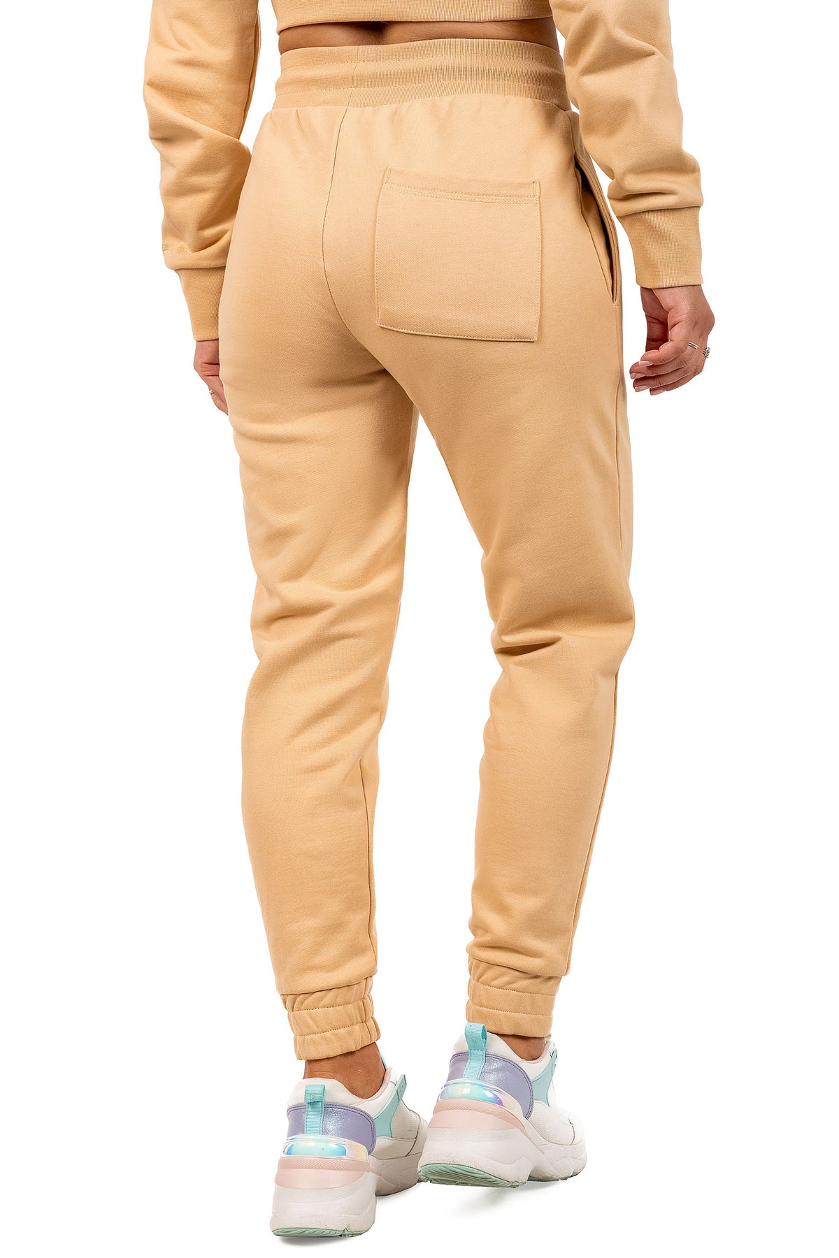 Damen Slim Fit Jogginghose Marken-Stick in Beige – Reichstadt – Ansicht 2