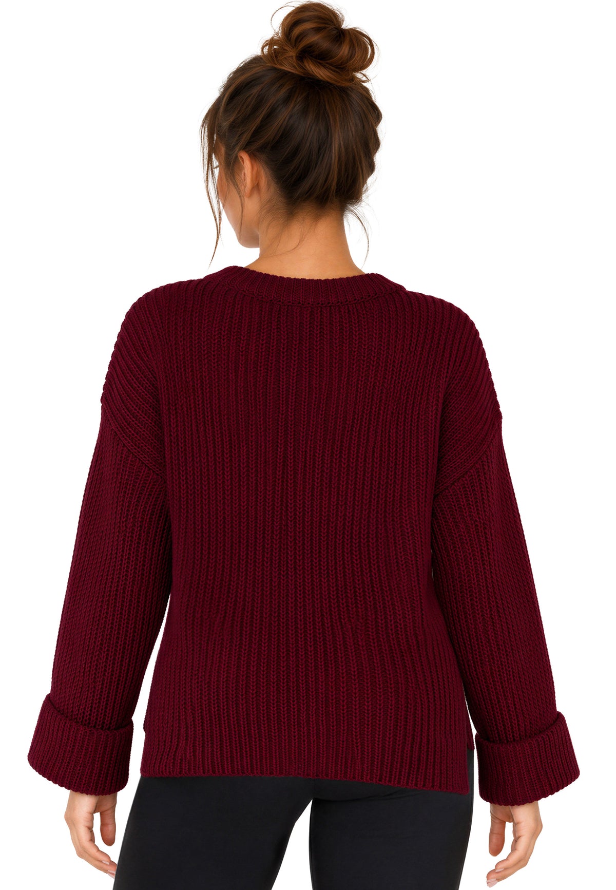 Damen Relaxed Fit Strickpullover 25RSW093 - Bordeaux