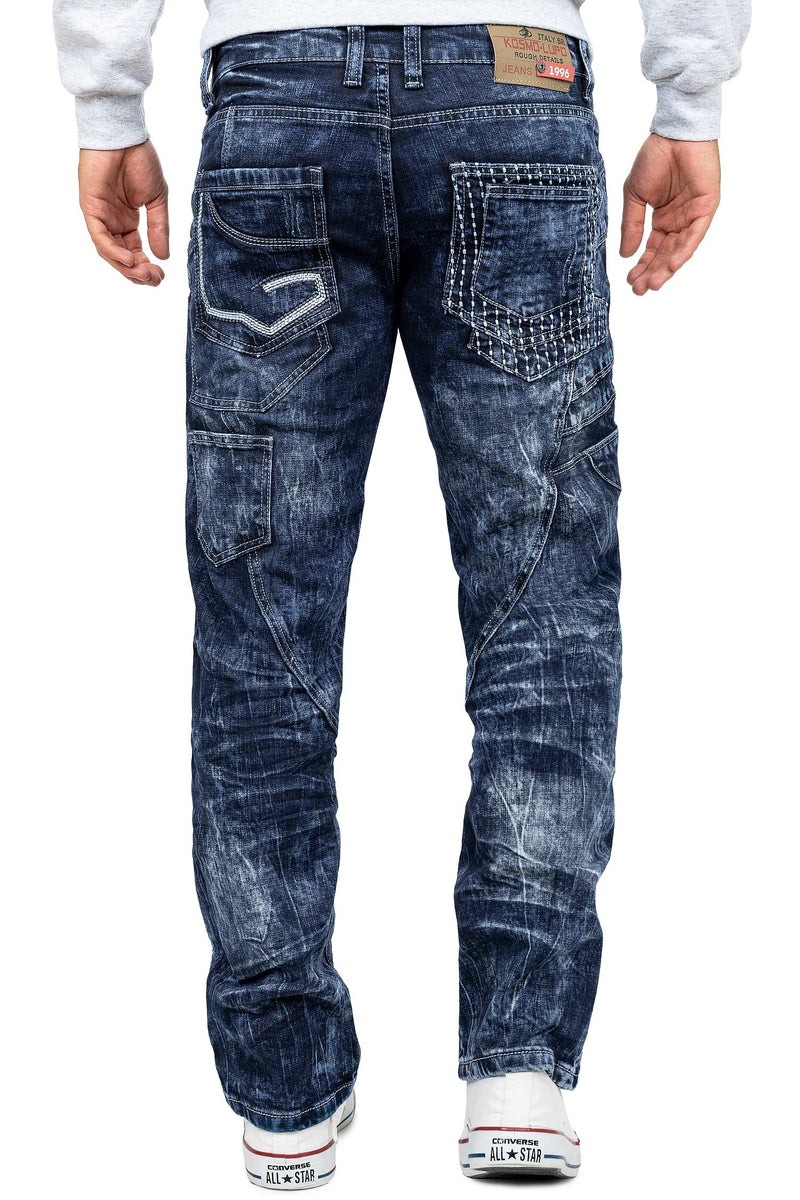 Herren Regular Fit Jeans Stonewashed KM006d - Blue