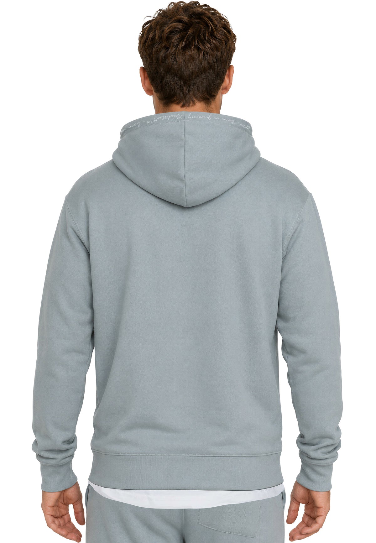 Herren Regular Fit Hoodie Marken-Stick in Grey – Reichstadt – Ansicht 2
