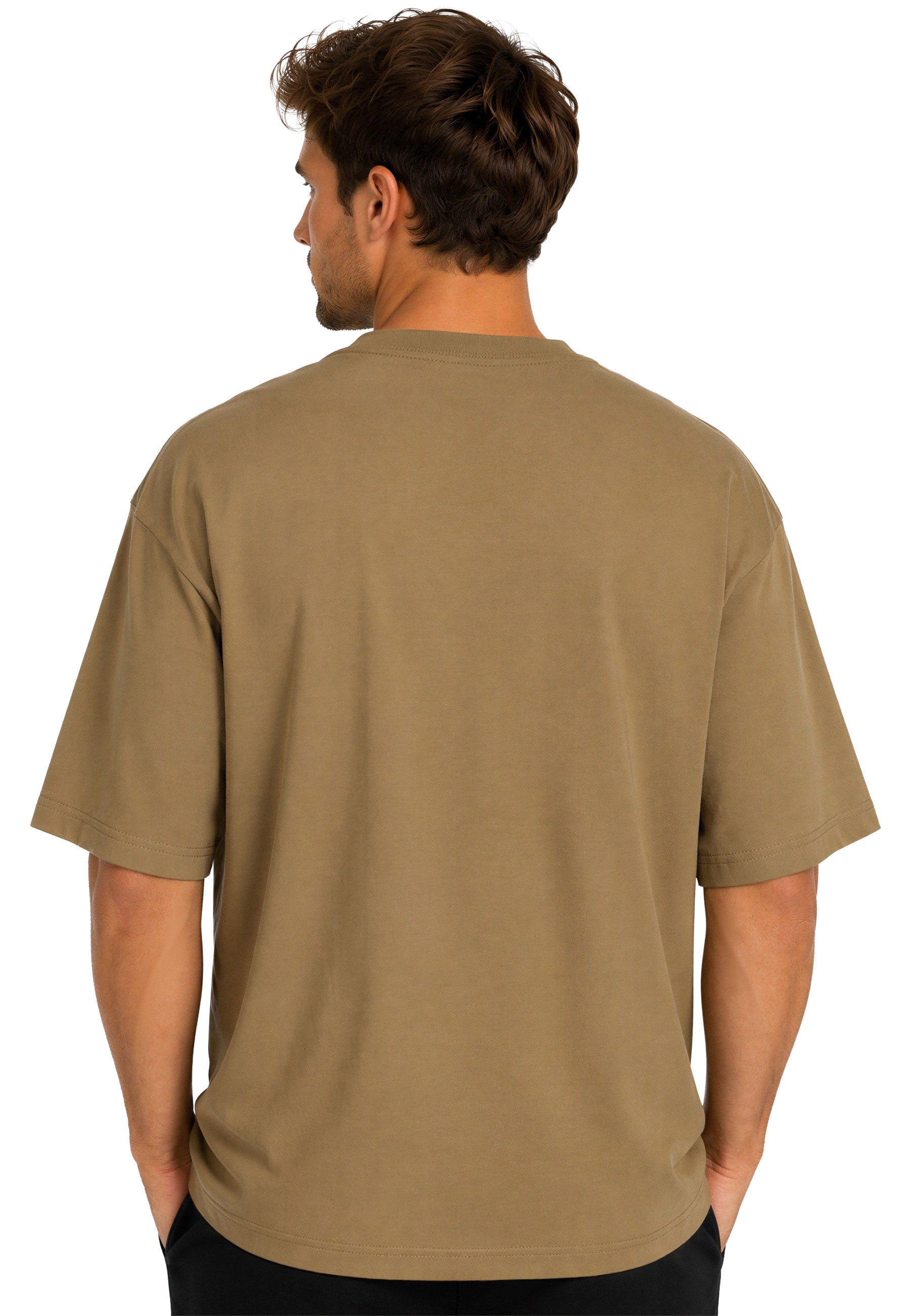 Herren Regular Fit T-Shirt Shoulder Drop 25RS071 Khaki XS - mehrfarbig