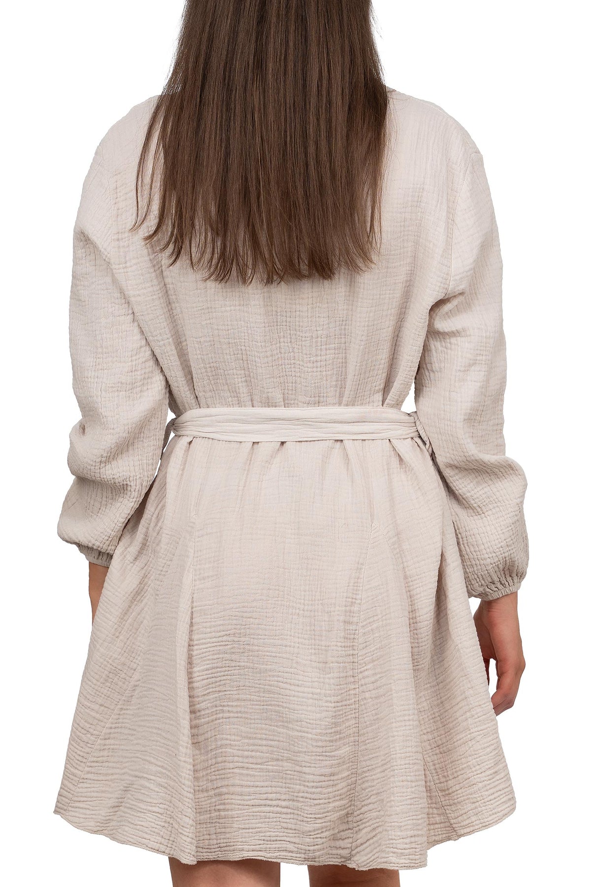 Damen Oversized Sommerkleid Musselin in Beige – Reichstadt – Ansicht 2