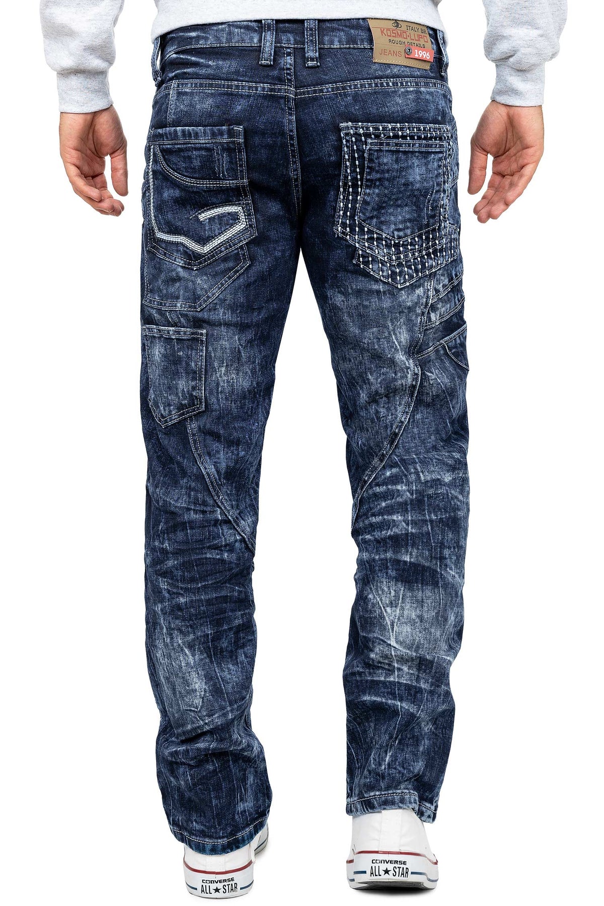 Herren Regular Fit Jeans Stonewashed in Blue – Kosmo Lupo – Ansicht 2