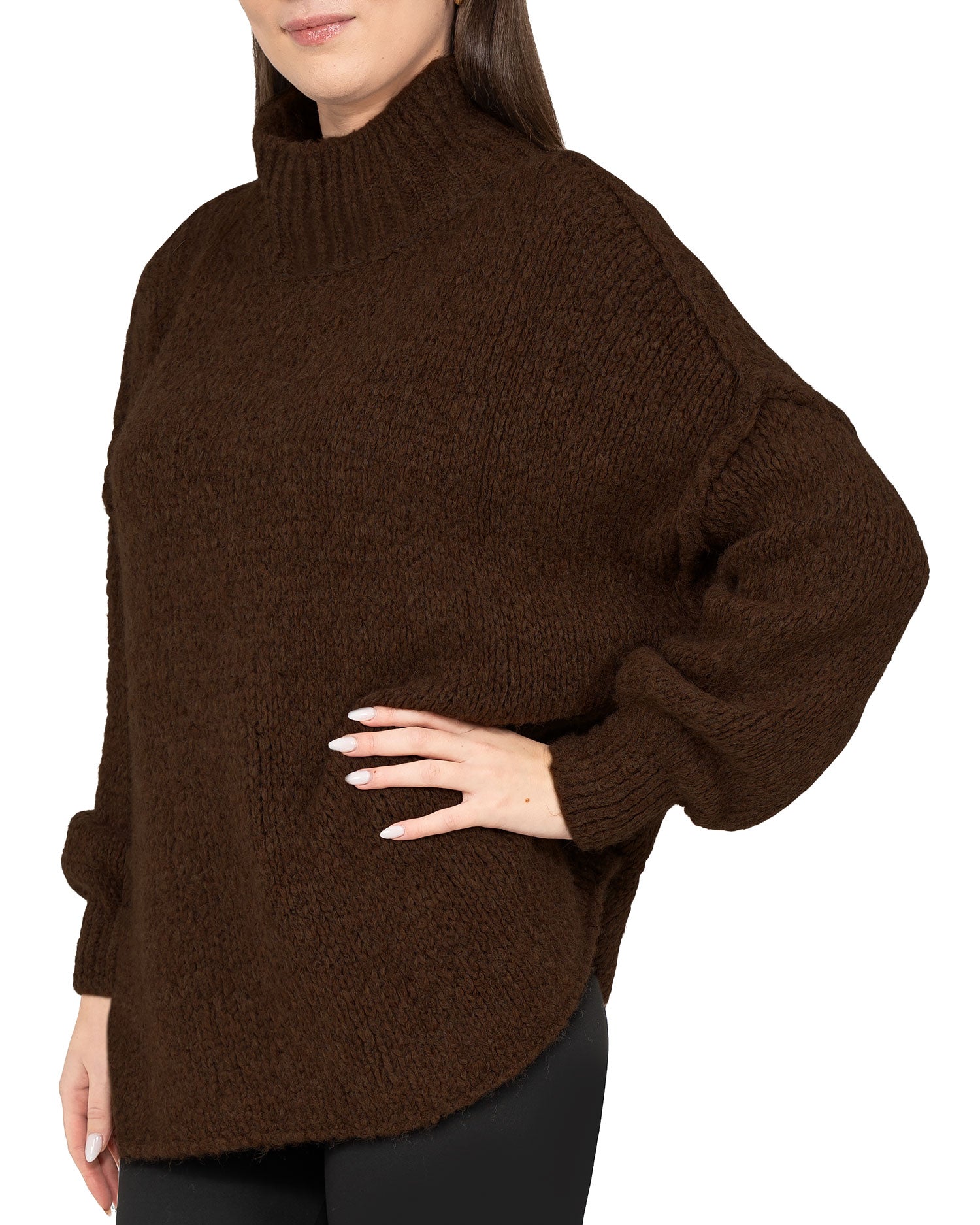 Damen Relaxed Fit Strickpullover 25RSW095 - Brown