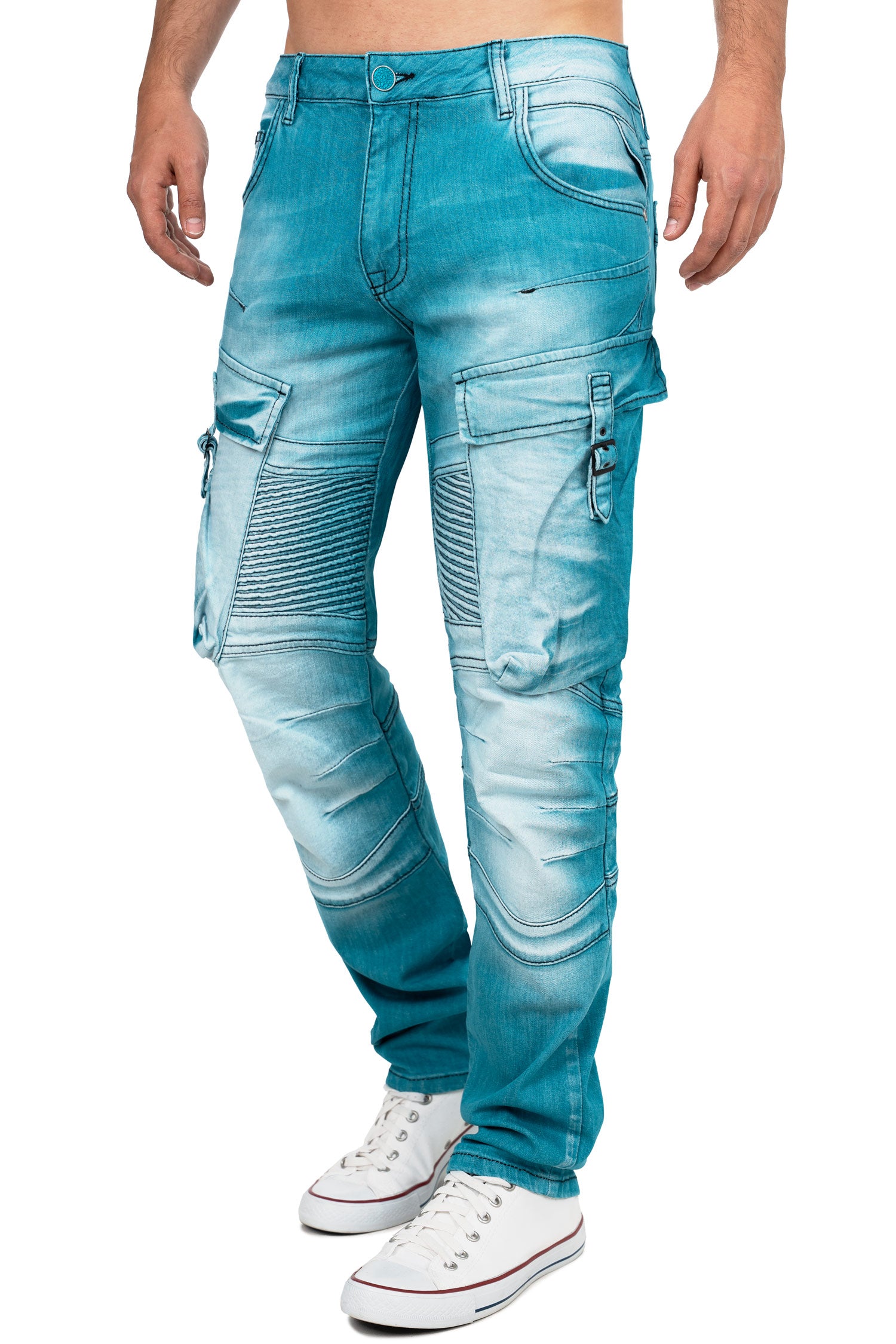 Herren Regular Fit Jeans Stonewashed CD523 - Green