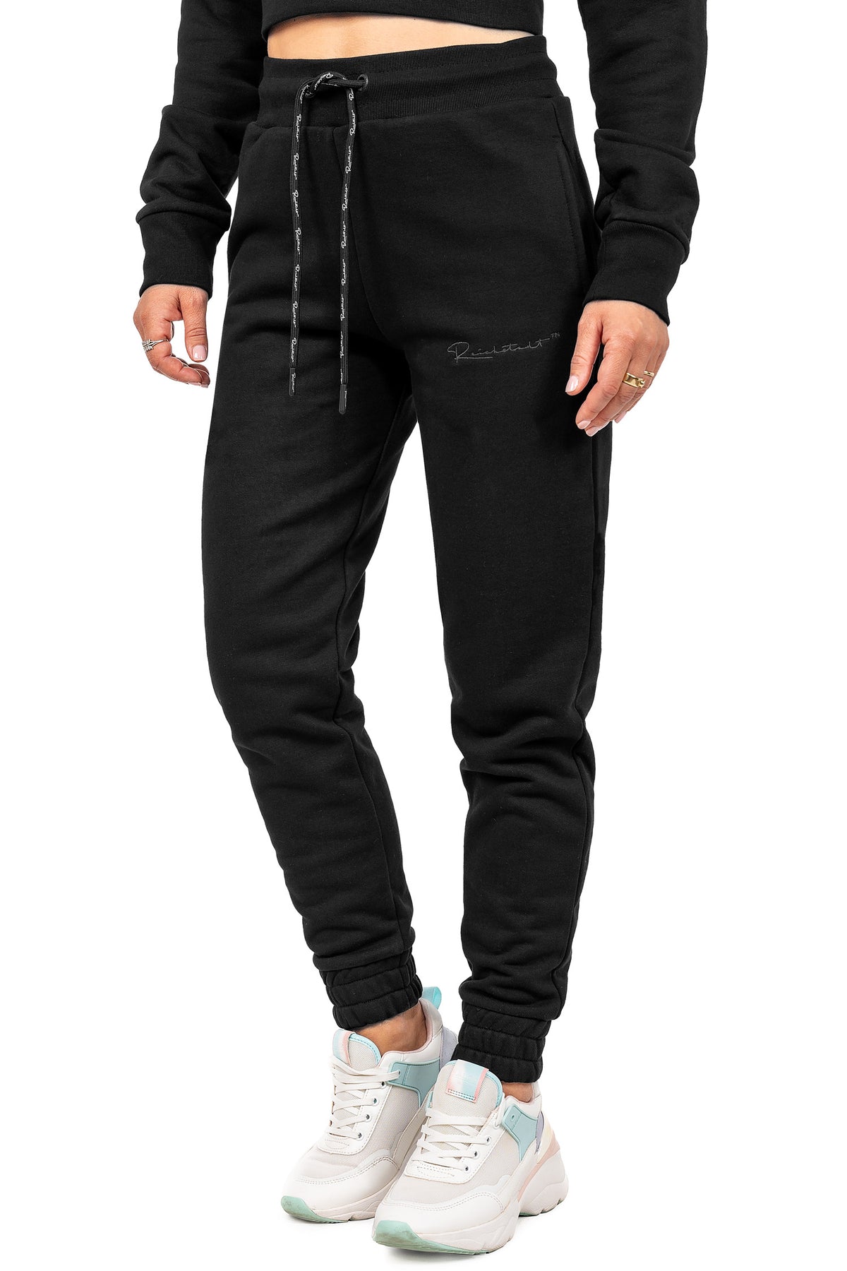 Damen Slim Fit Jogginghose Marken-Stick in Black – Reichstadt – Ansicht 3