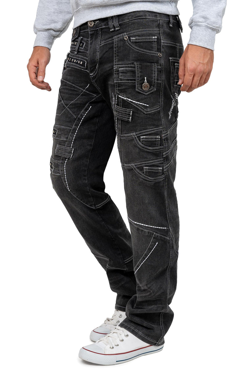 Herren Regular Fit Jeans Stonewashed KM001-2 - Grey