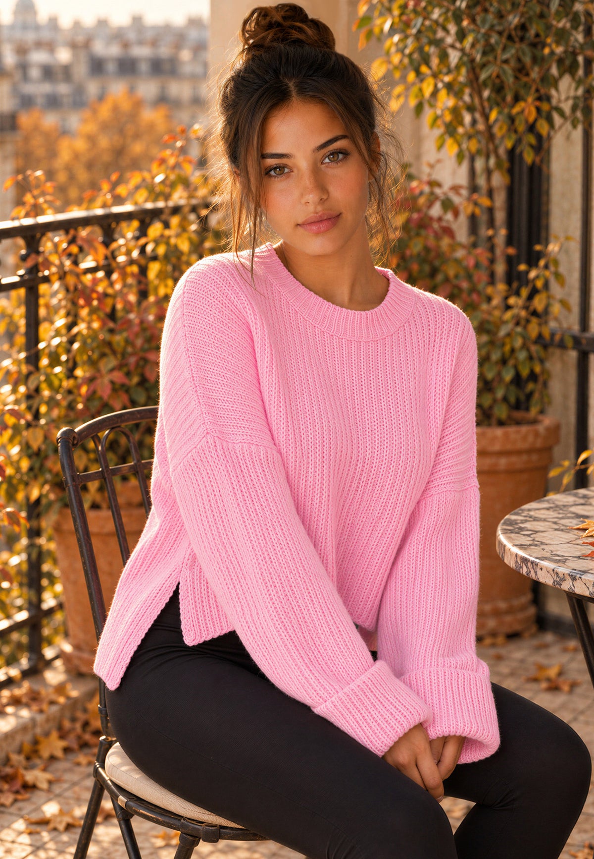Damen Relaxed Fit Strickpullover 25RSW093 - Baby Rosa