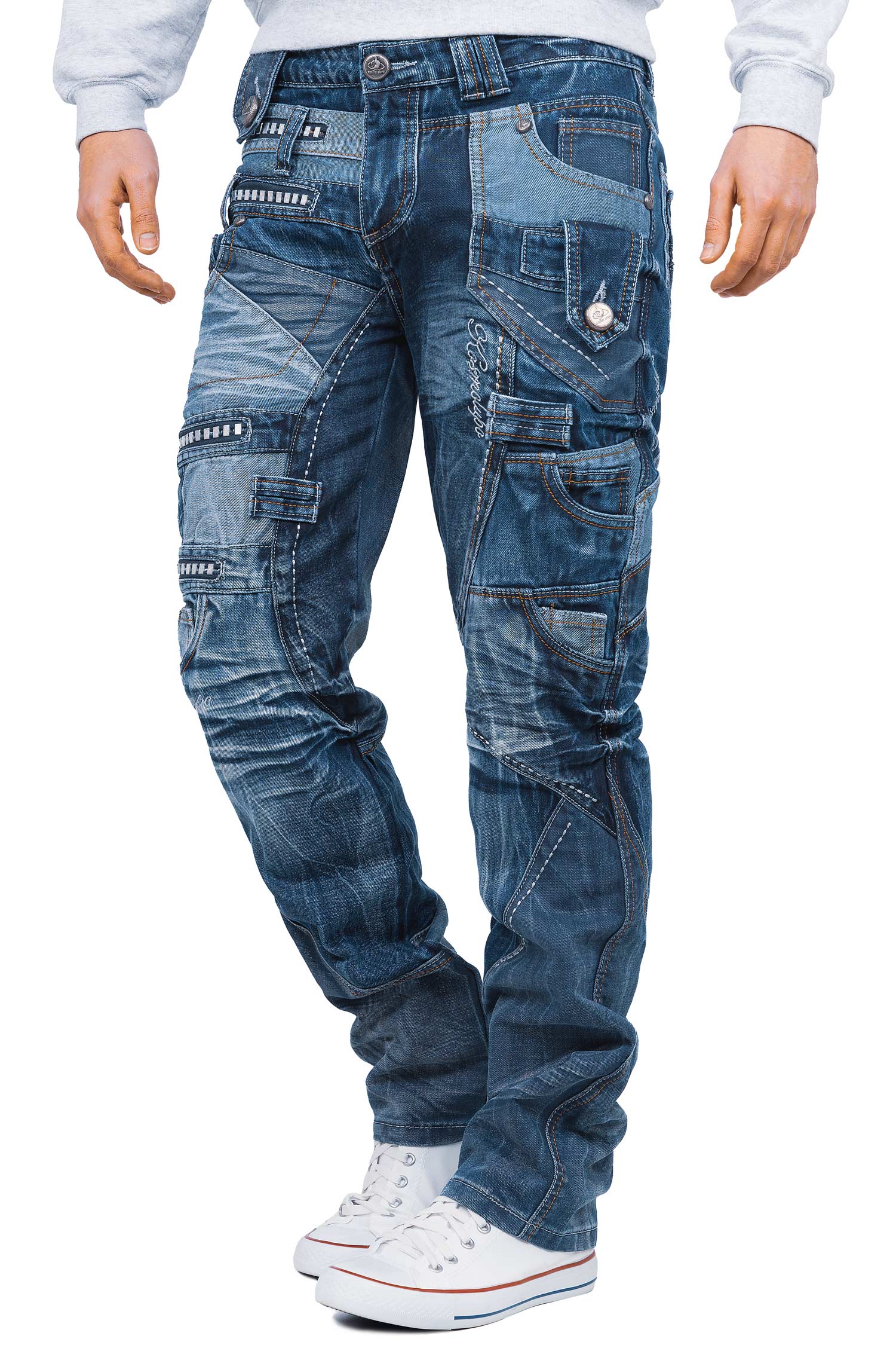 Herren Regular Fit Jeans Stonewashed KM001 - Blue