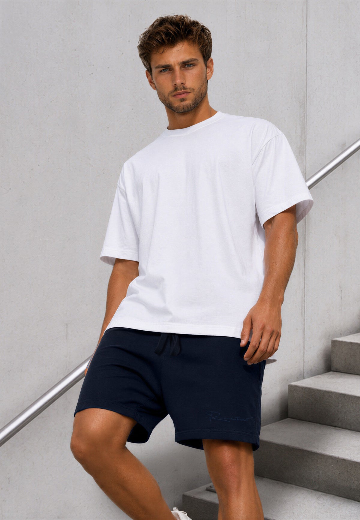 Herren Regular Fit Shorts Mid Waist in Purplish Blue – Reichstadt – Ansicht 3