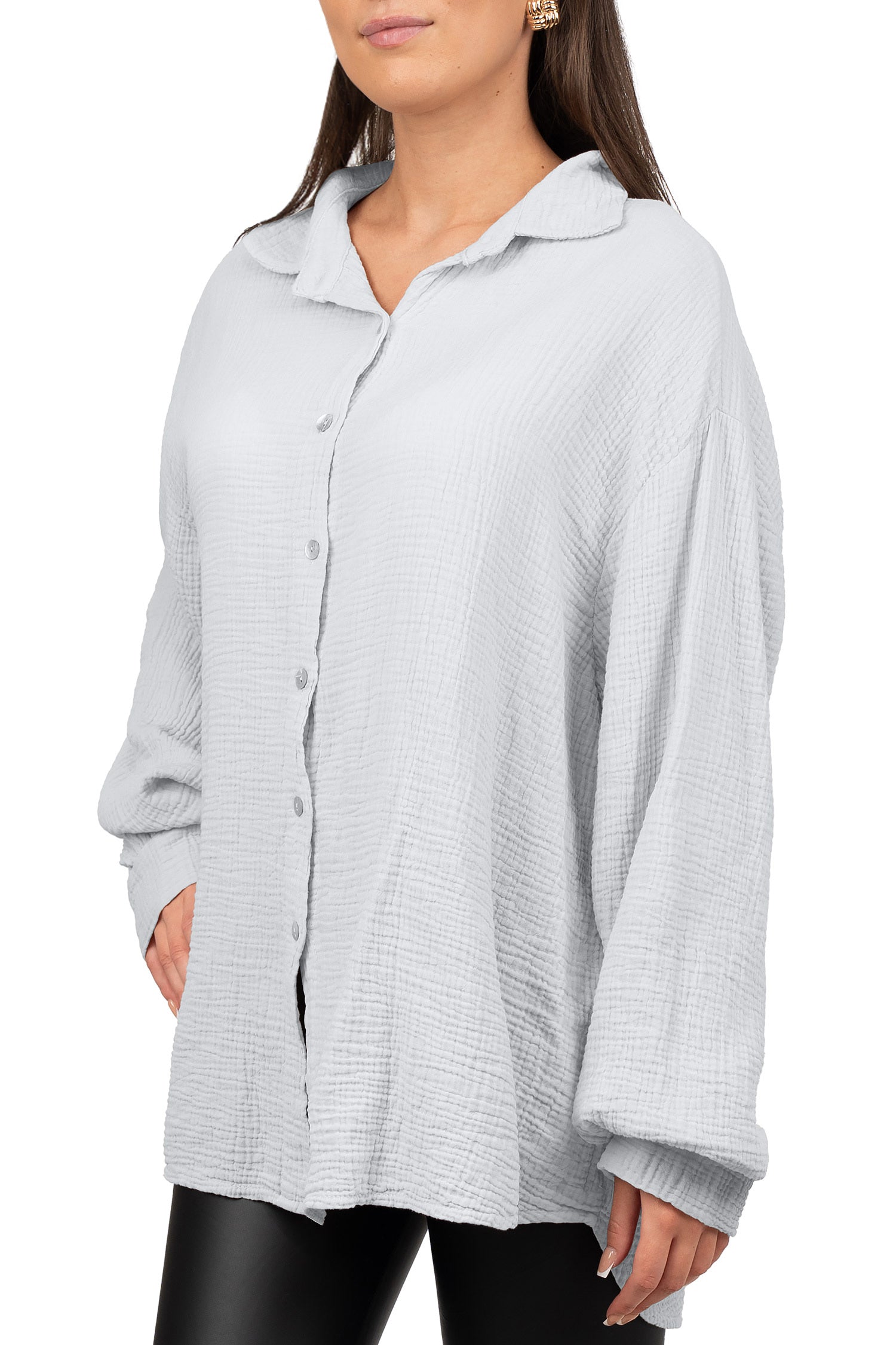 Damen Relaxed Fit Bluse Musselin 25RSW080 - Grey