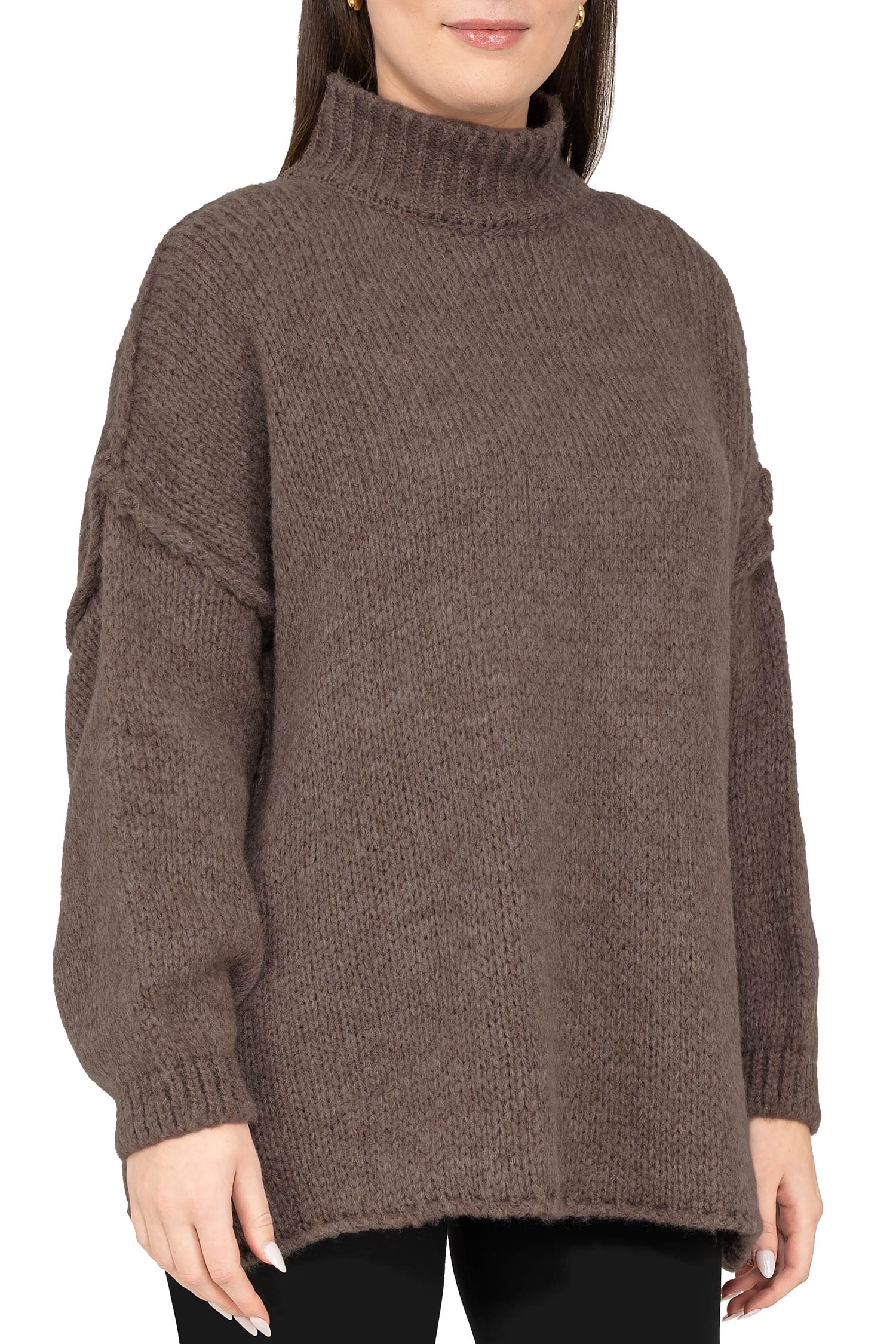 Damen Relaxed Fit Strickpullover 25RSW095 - Taupe