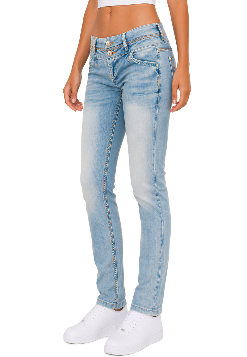 Damen Slim Fit Jeans Stonewashed CBW0347A - Light Blue