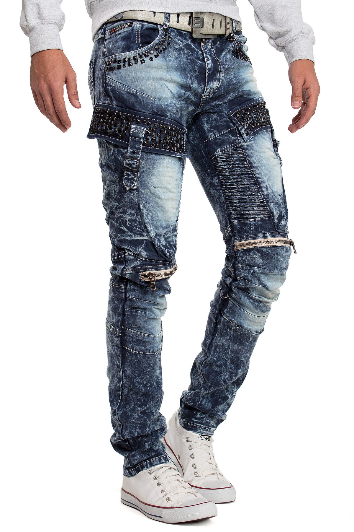 Herren Regular Fit Jeans Stonewashed in Blue – Cipo & Baxx – Ansicht 4