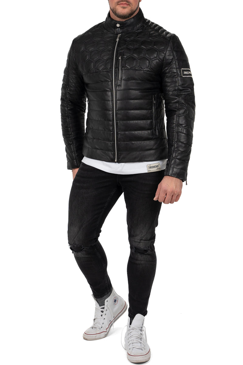 Reichstadt Herren Slim Fit Lederjacke Schwarz (Modell 22RS31LUX) - Ansicht 4