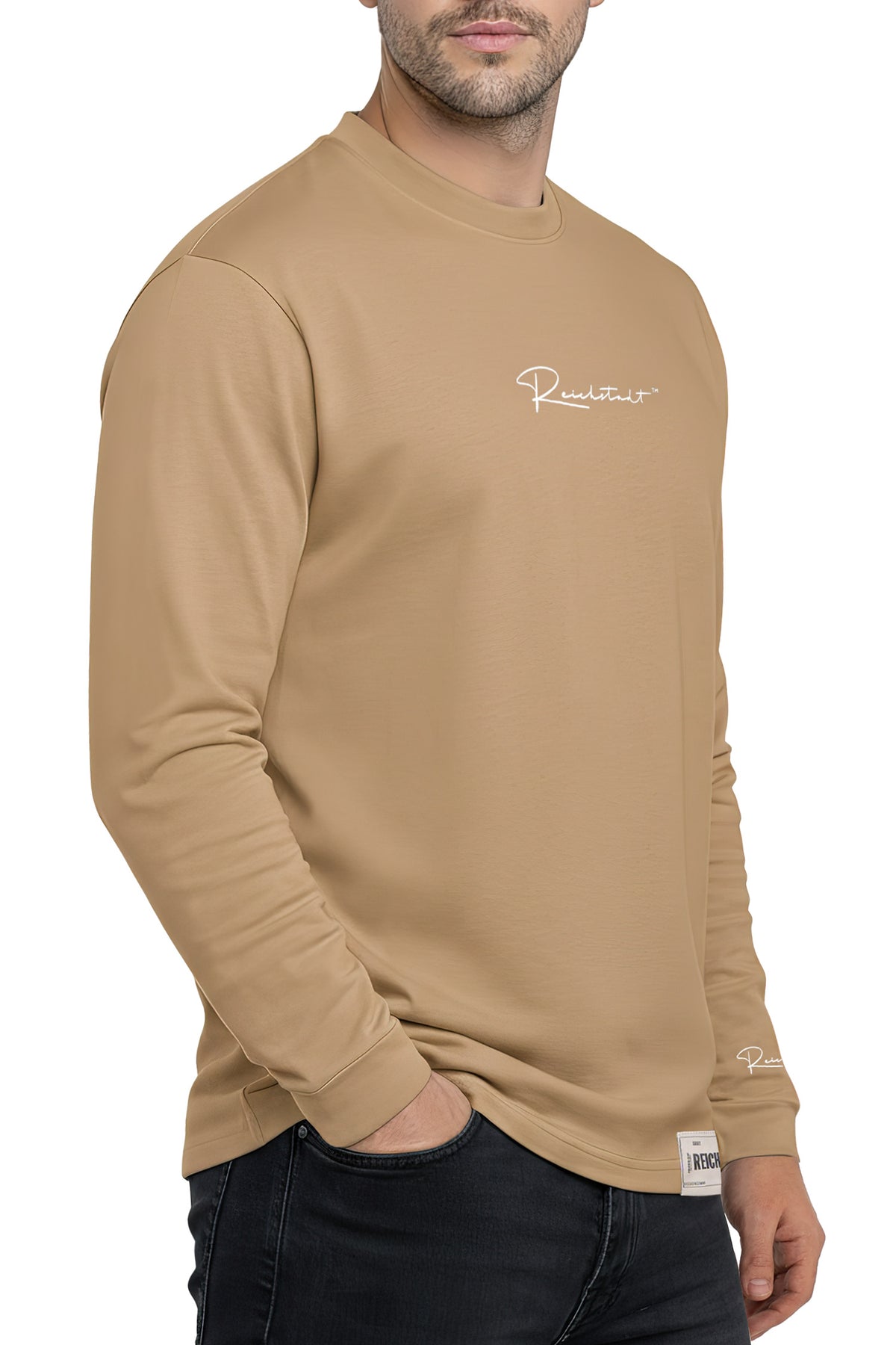 Herren Oversized Langarm Shirt in Warm Brown – Reichstadt – Ansicht 4
