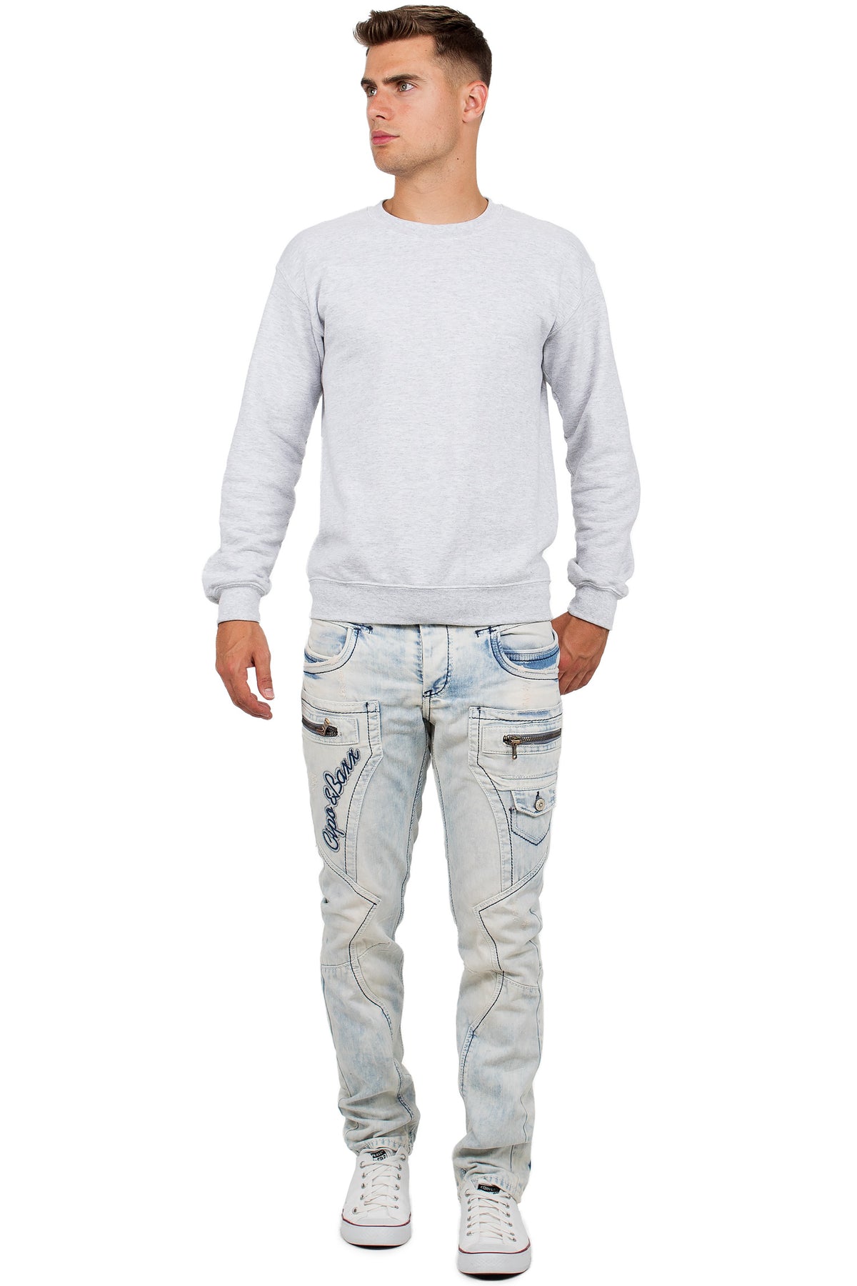 Herren Regular Fit Jeans Stonewashed in Blue – Cipo & Baxx – Ansicht 5