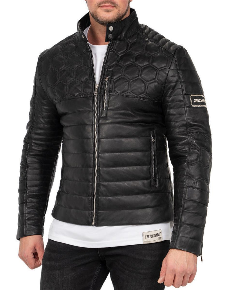 Reichstadt Herren Slim Fit Lederjacke Schwarz (Modell 22RS31LUX) - Ansicht 5