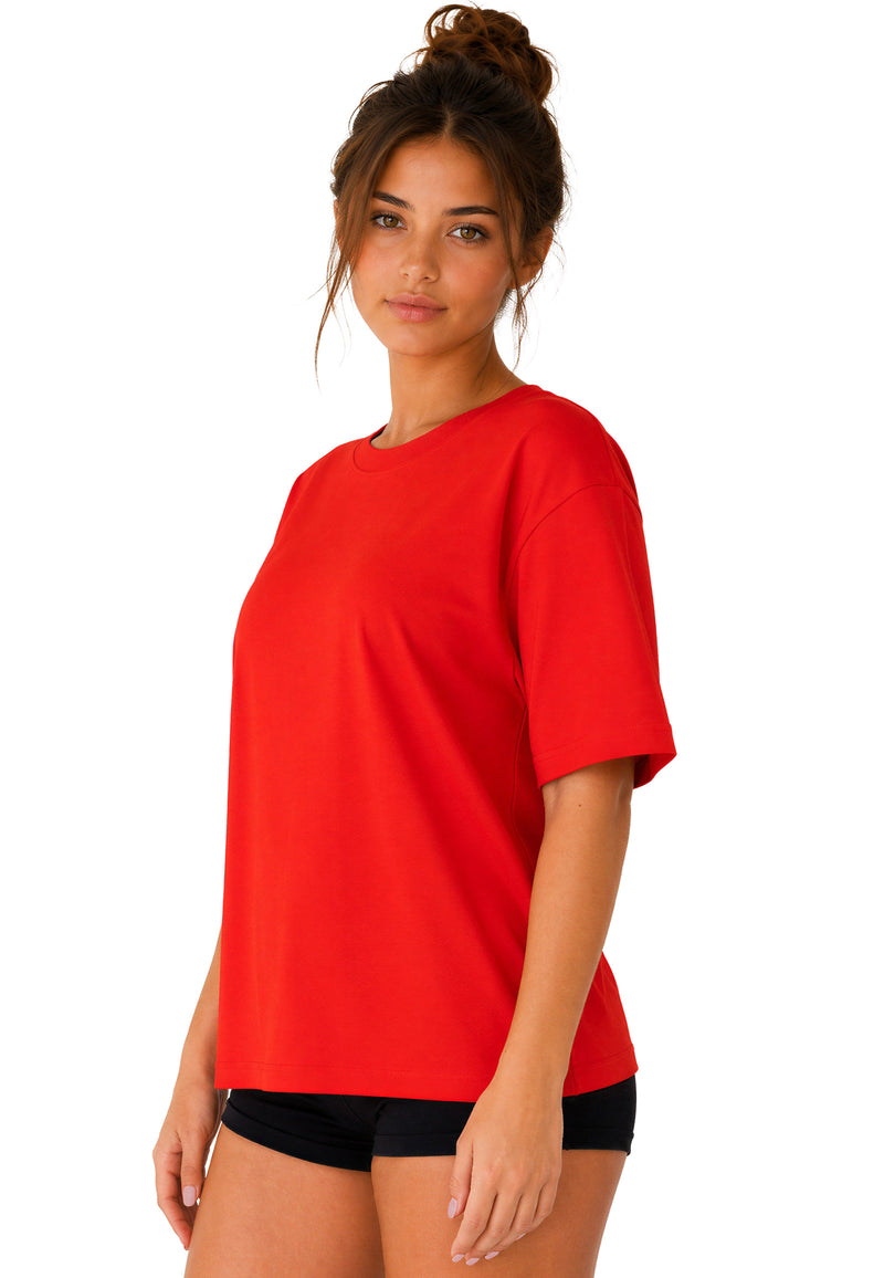 Damen Regular Fit T-Shirt Shoulder Drop 25RSW071 Red - mehrfarbig