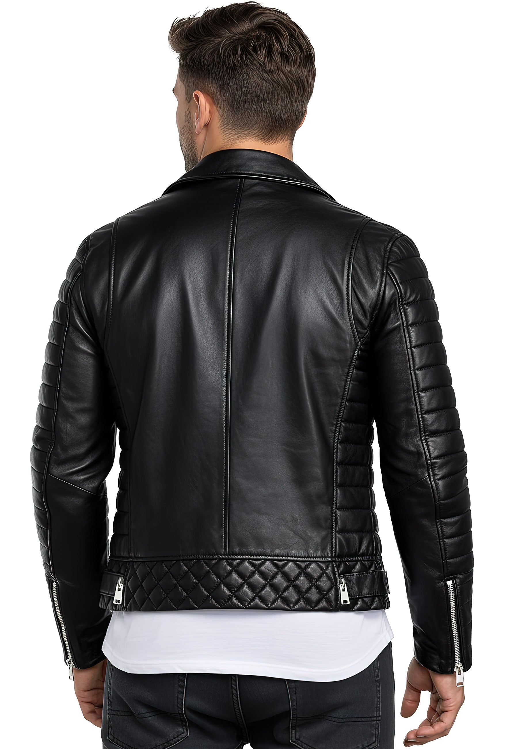 Herren Slim Fit Echtleder Jacke RS001LUX - Black