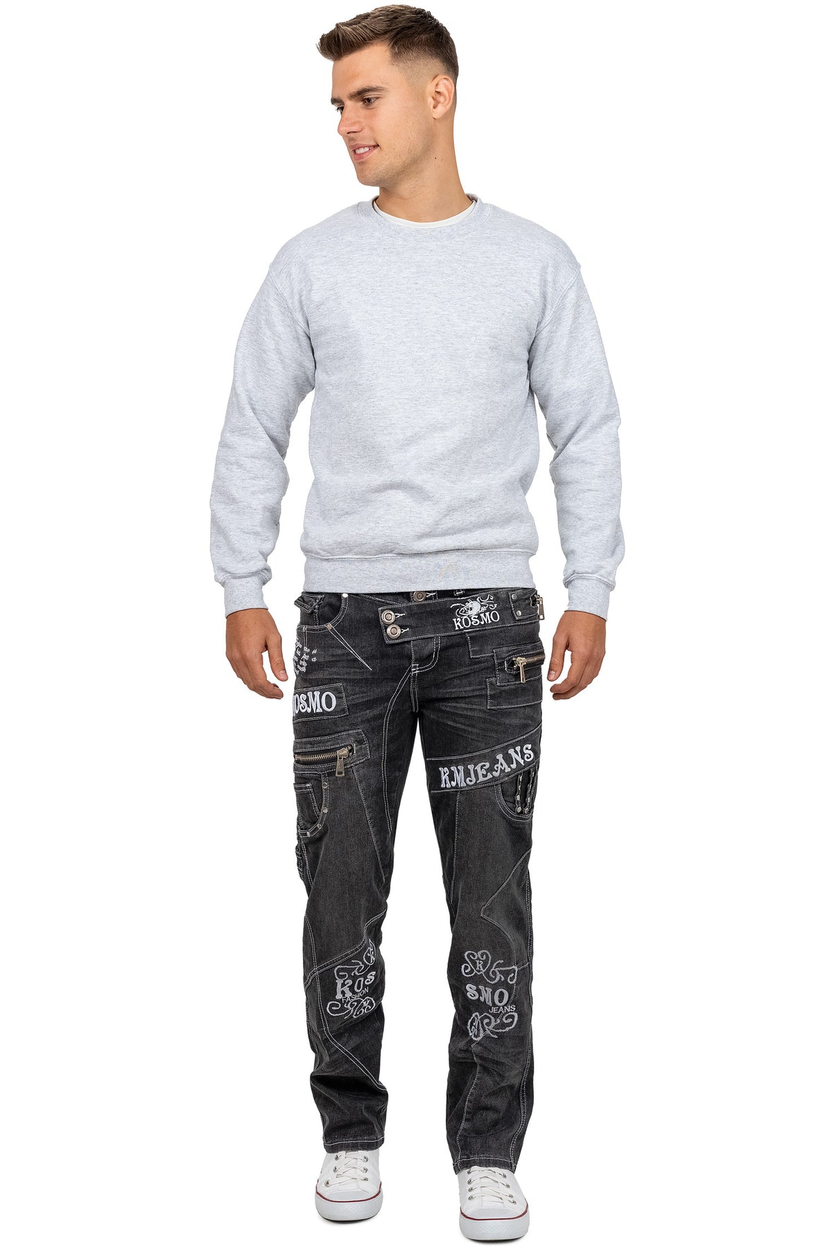Herren Regular Fit Jeans Stonewashed in Grey – Kosmo Lupo – Ansicht 5