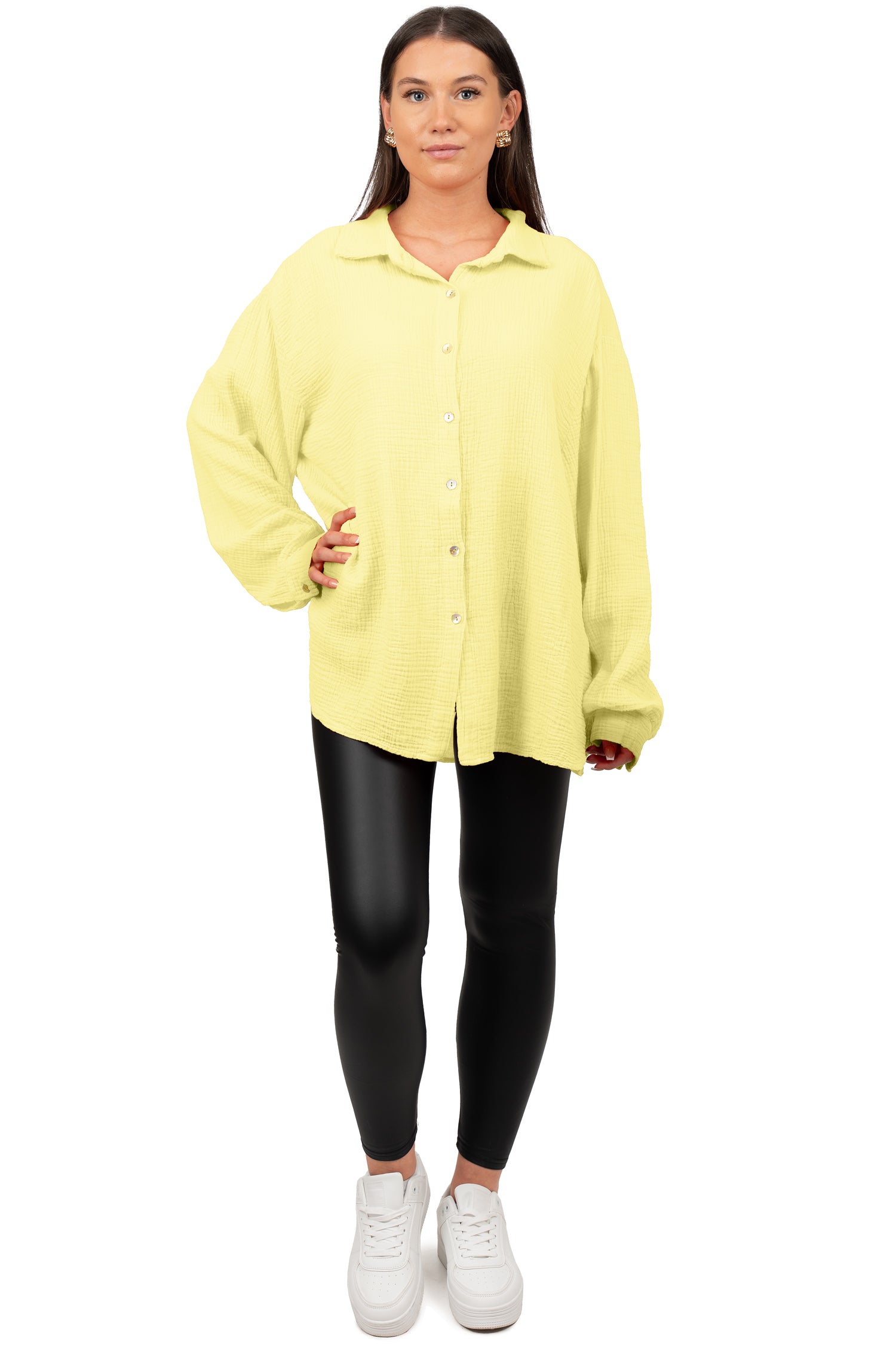 Damen Relaxed Fit Bluse Musselin 25RSW080 - Yellow