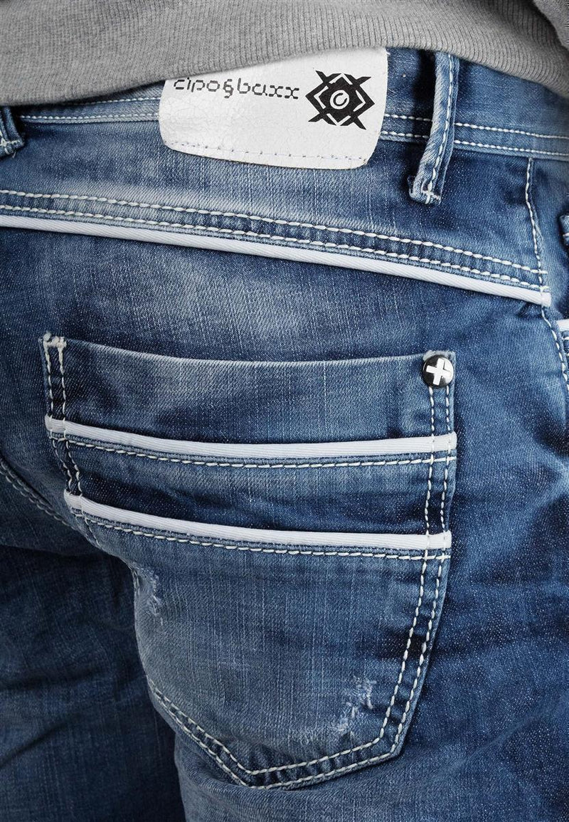 Herren Regular Fit Jeans Stonewashed C1127 - Blue