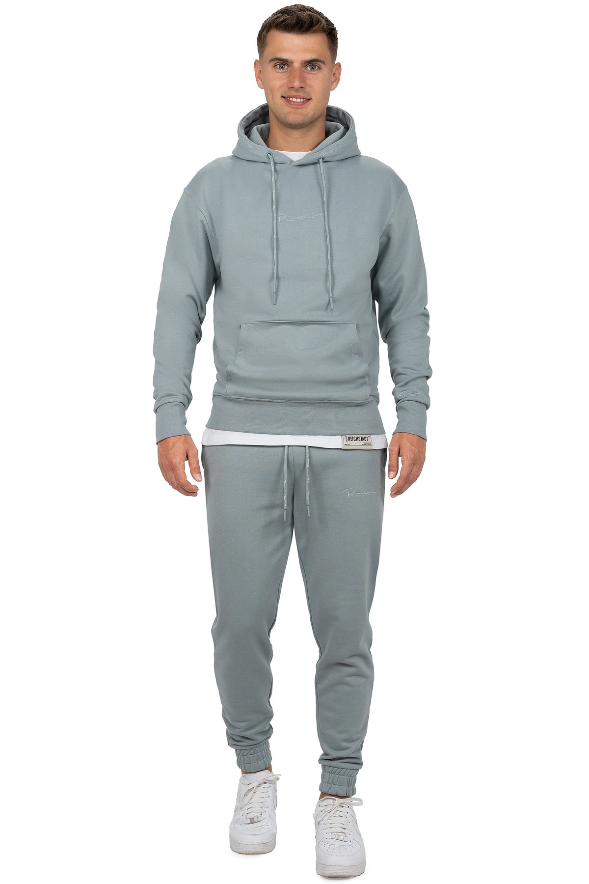 Herren Regular Fit Jogginghose Marken-Stick in Grey – Reichstadt – Ansicht 5