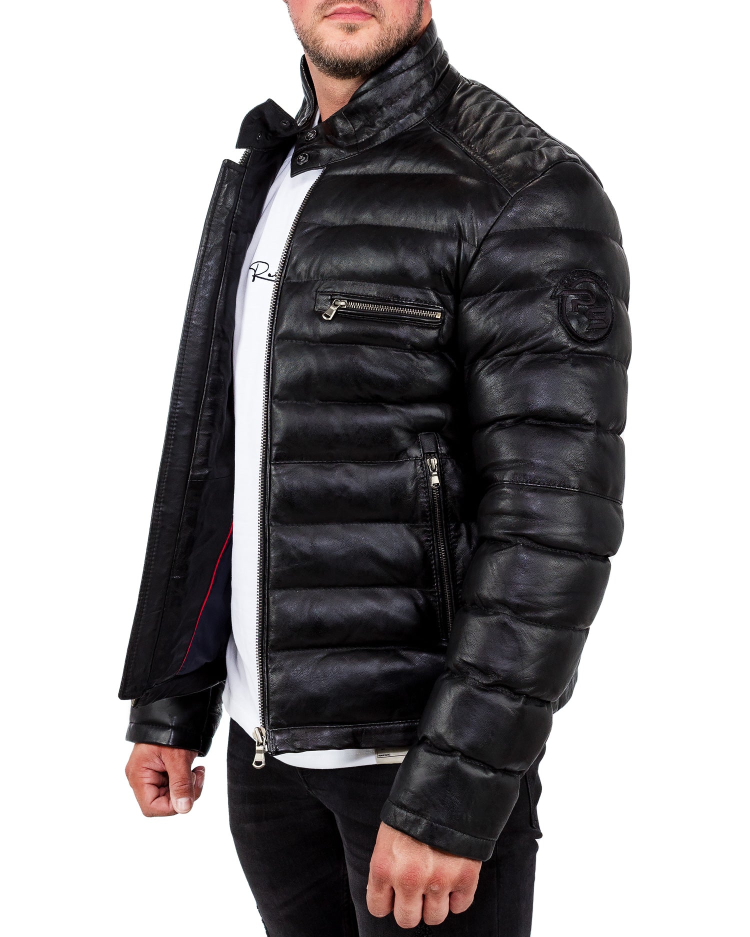 Reichstadt Herren Regular Fit Lederjacke Schwarz (Modell 19RS016) - Ansicht 5