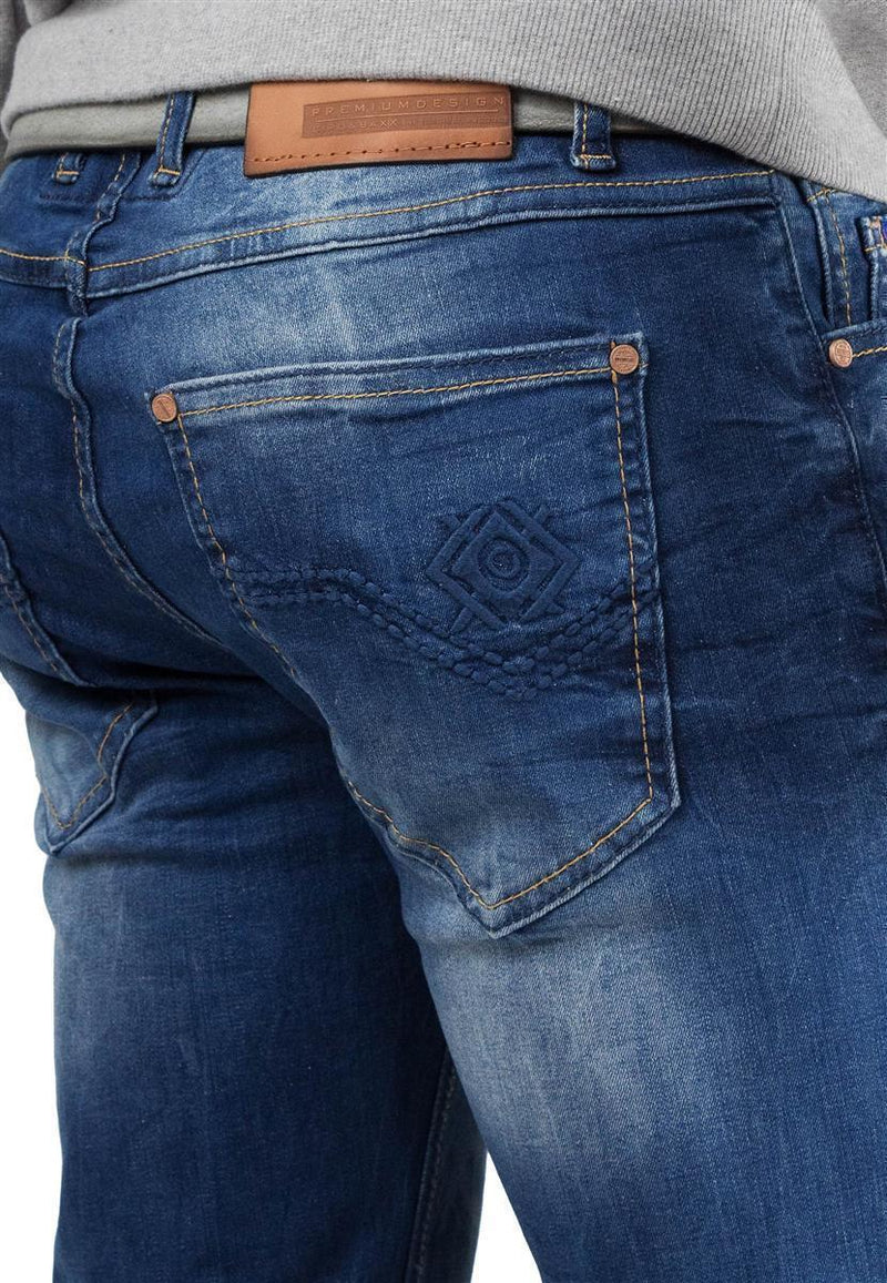 Herren Regular Fit Jeans Stonewashed CD319B - Blue