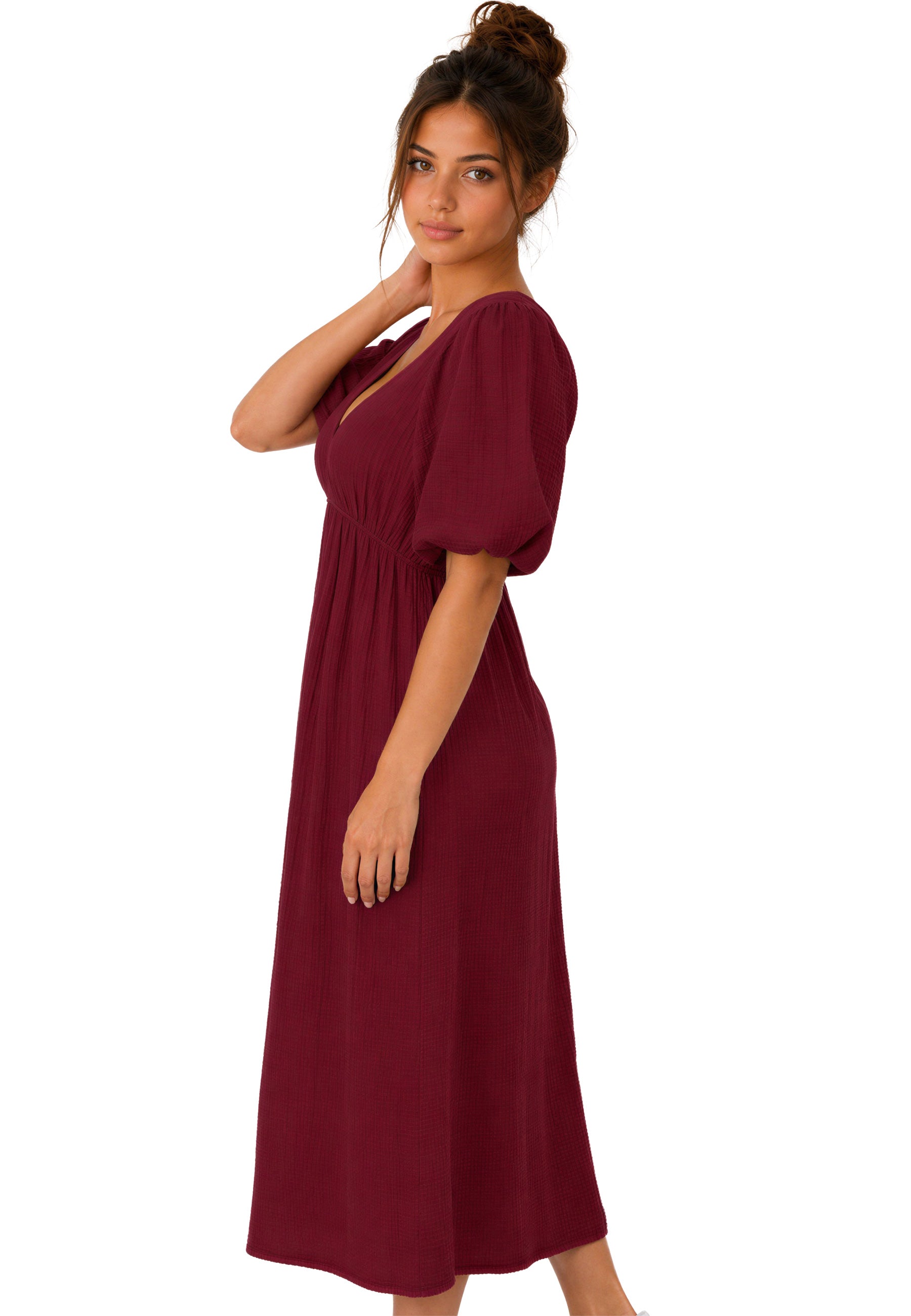 Damen Relaxed Fit Sommerkleid Musselin 25RSW077 - Red