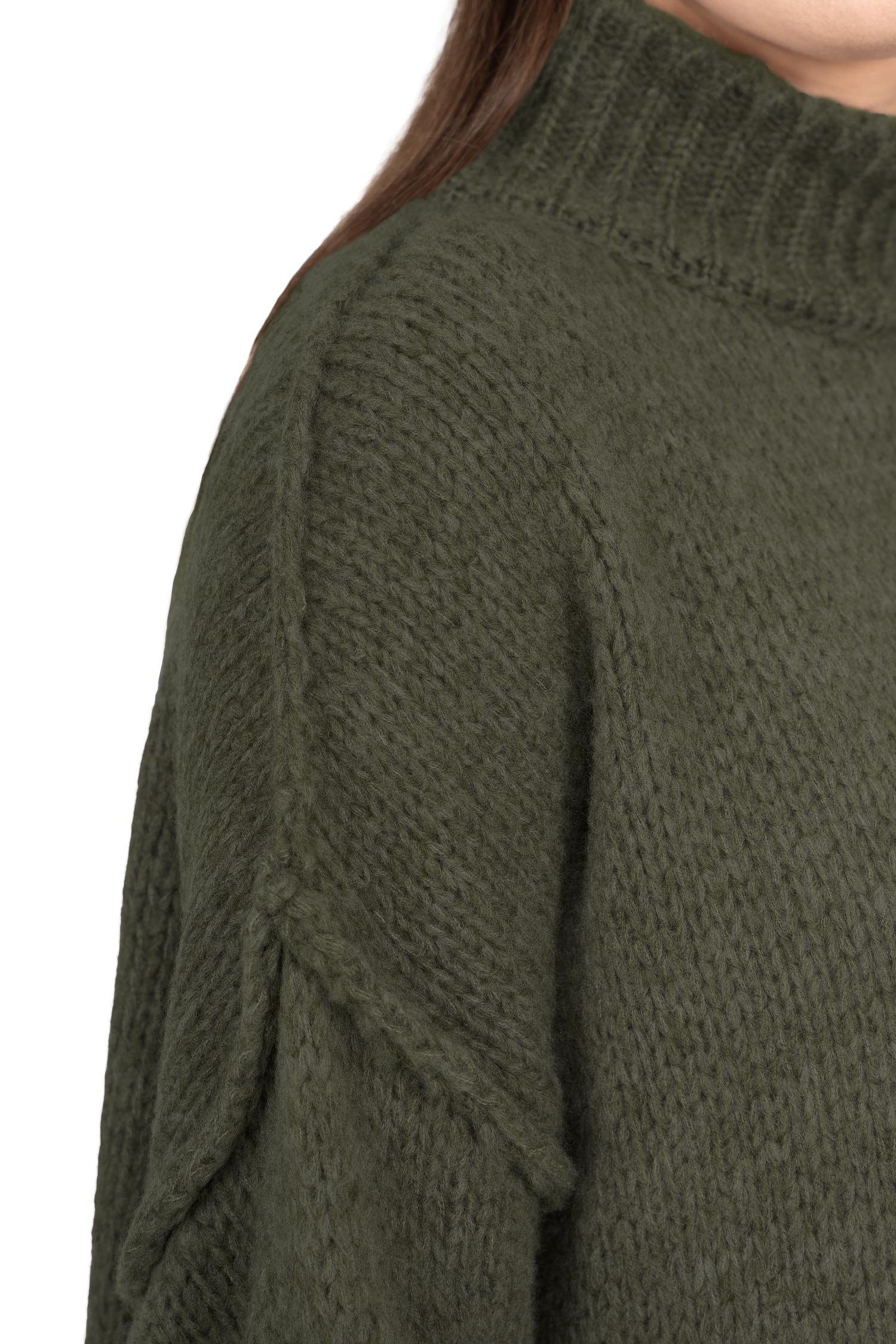 Damen Relaxed Fit Strickpullover 25RSW095 - Khaki