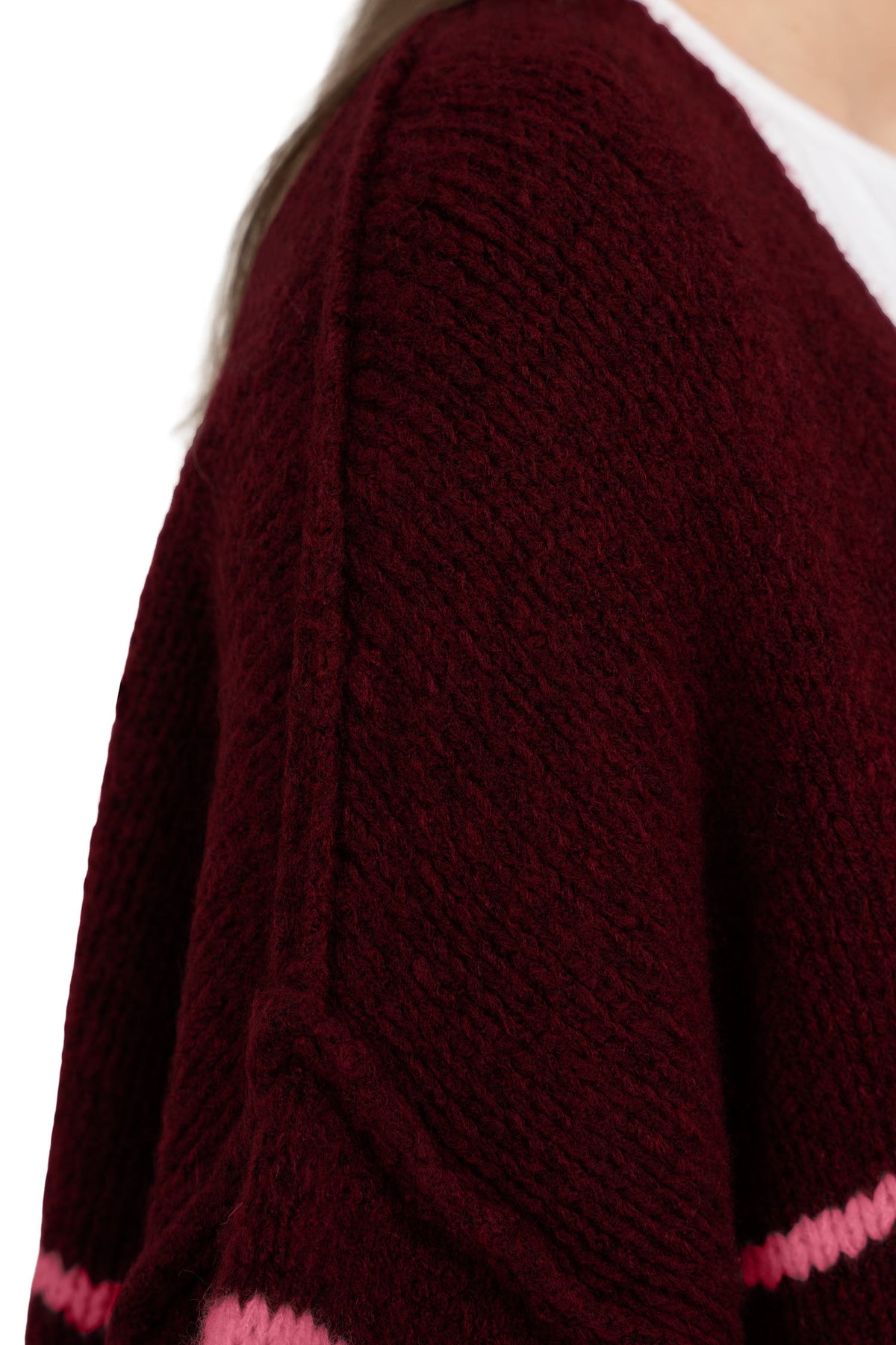 Damen Relaxed Fit Cardigan 25RSW088 - Bordeaux-Rosa