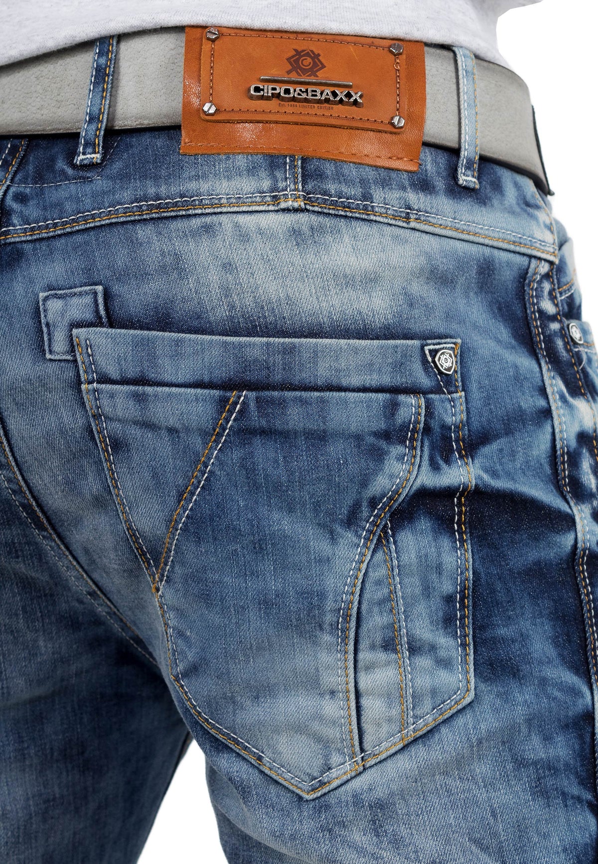 Herren Regular Fit Jeans Stonewashed in Blue – Cipo & Baxx – Ansicht 6